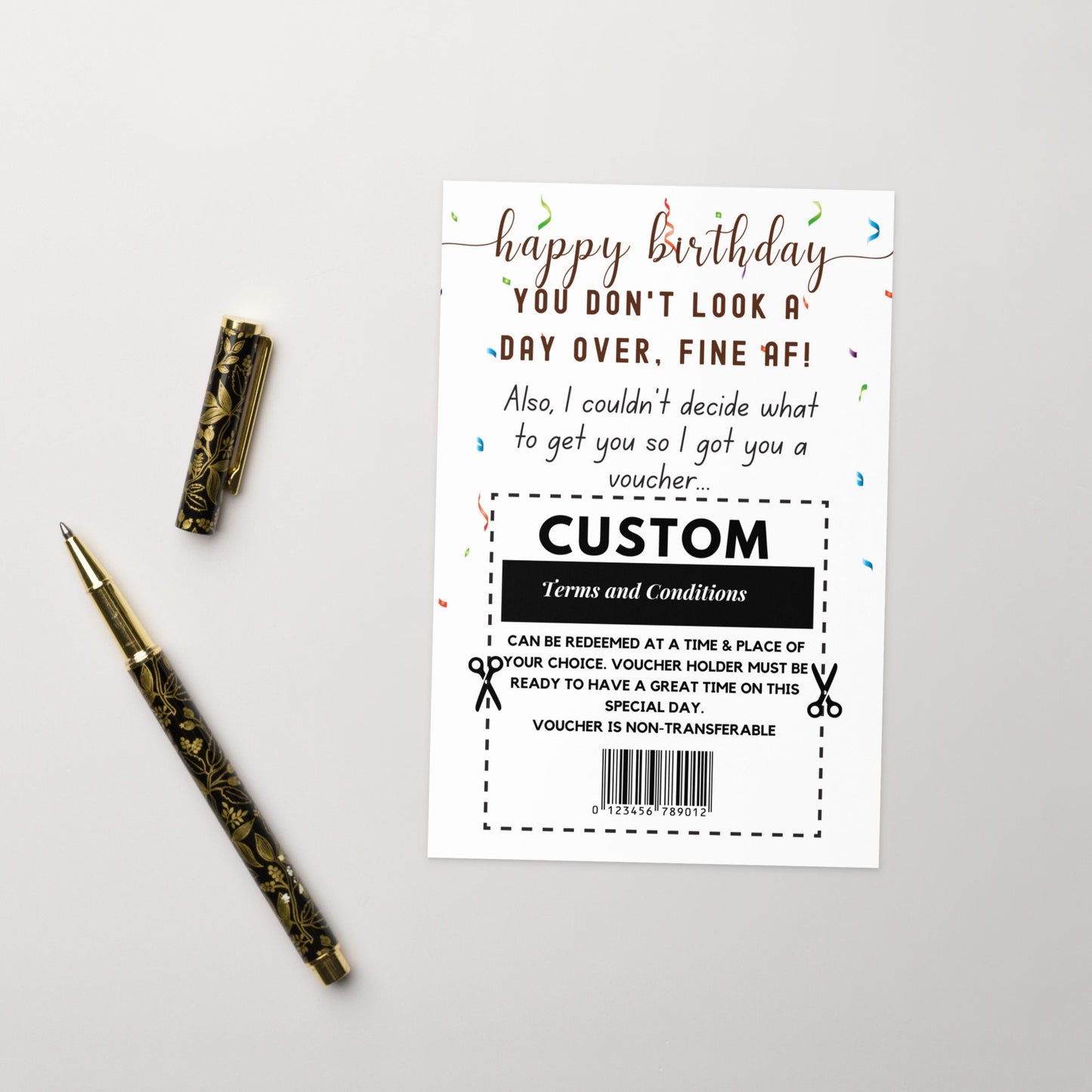 Custom You Don't Look a Day Over Birthday Card, Funny Birthday Card for Him for Her, Girlfriend Boyfriend Husband Personalized Card Gift