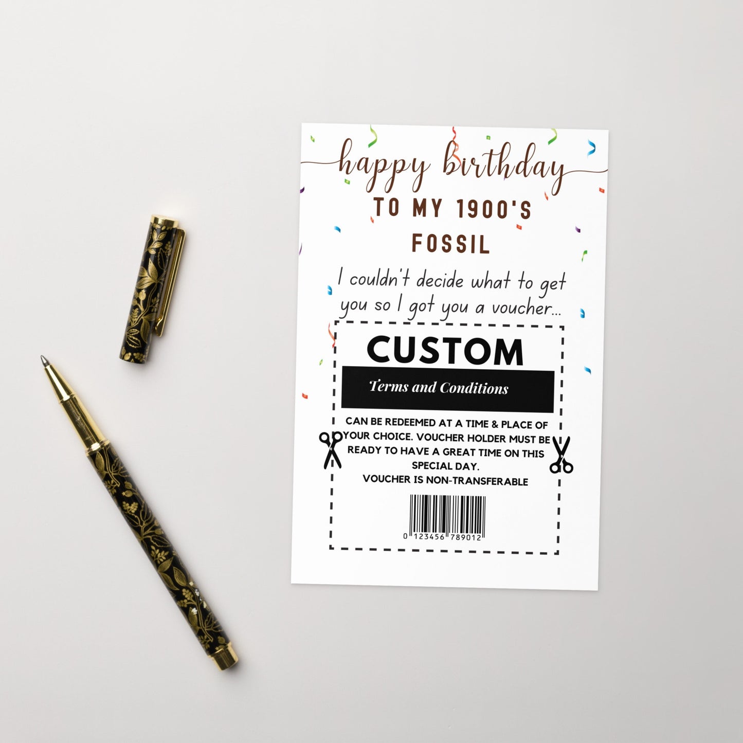 Personalized Funny Birthday Card, Happy Birthday To My 1900s Fossil Card,Rude Birthday Card for Friend Sister, 30th 40th 50th Birthday