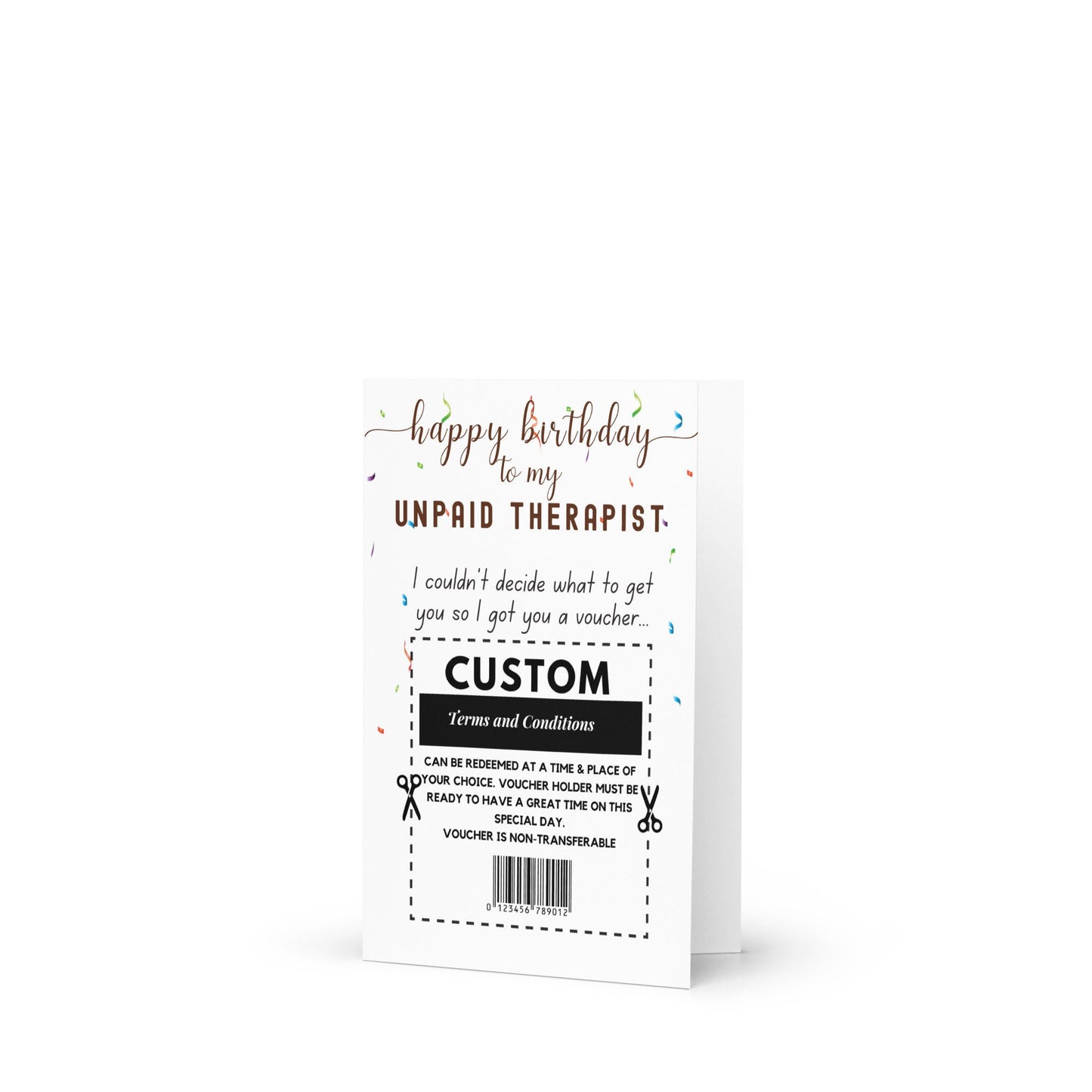 Happy Birthday to My Unpaid Therapist, Personalized Funny card, best friend gift, coworker birthday card, 25th 30th 40th 50th Birthday Card