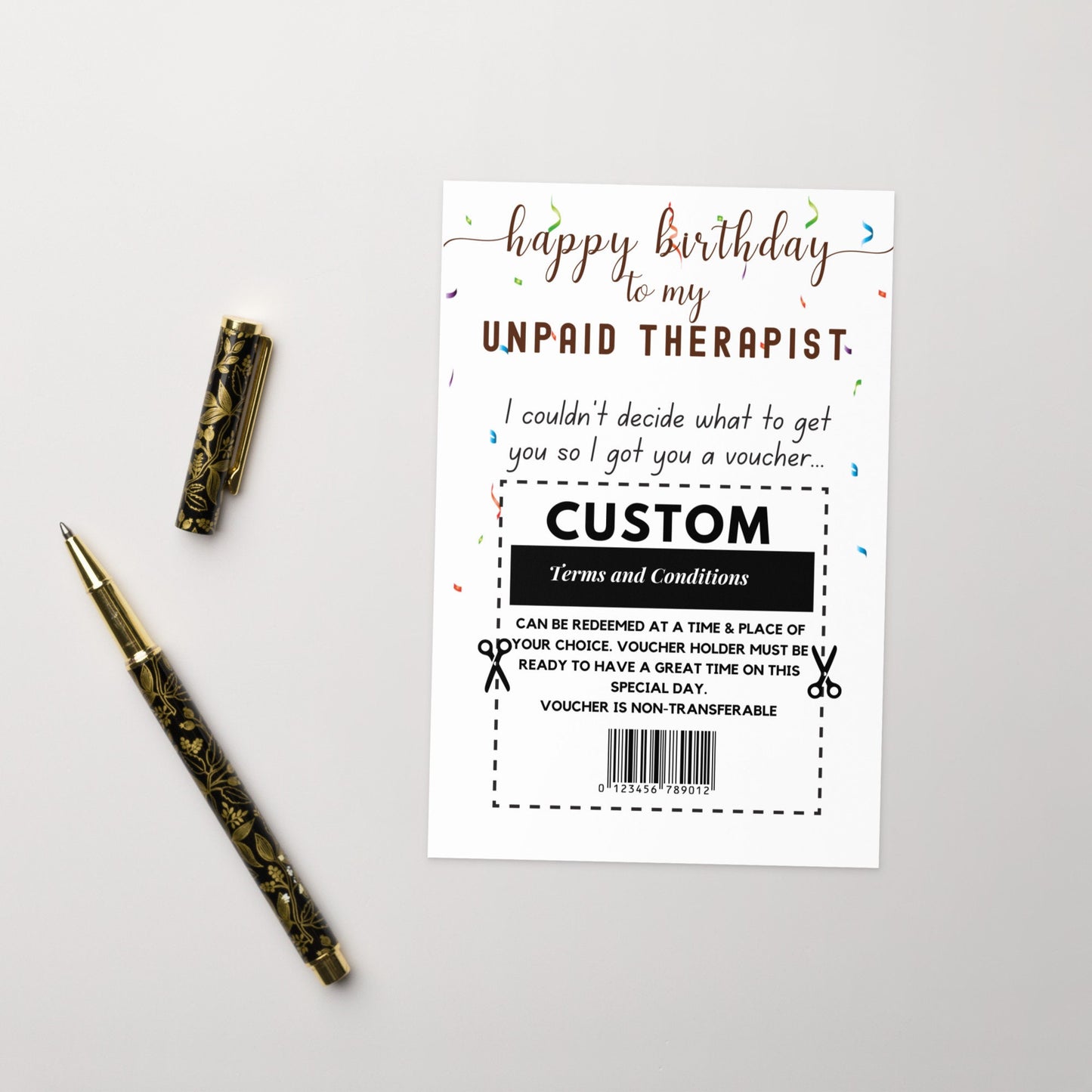 Happy Birthday to My Unpaid Therapist, Personalized Funny card, best friend gift, coworker birthday card, 25th 30th 40th 50th Birthday Card
