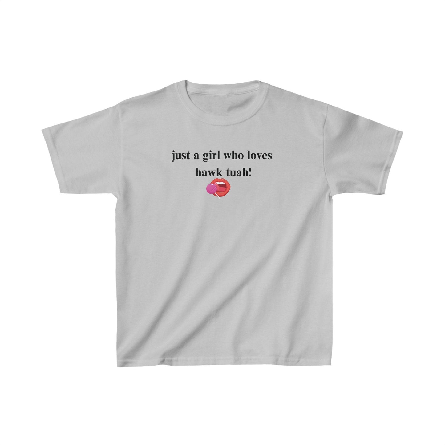 Funny Baby Tee, Just a girl who loves Hawk Tuah shirt, 2024 Meme Tshirt, Spit on that thang shirt, hilarious summer y2k baby tee for women