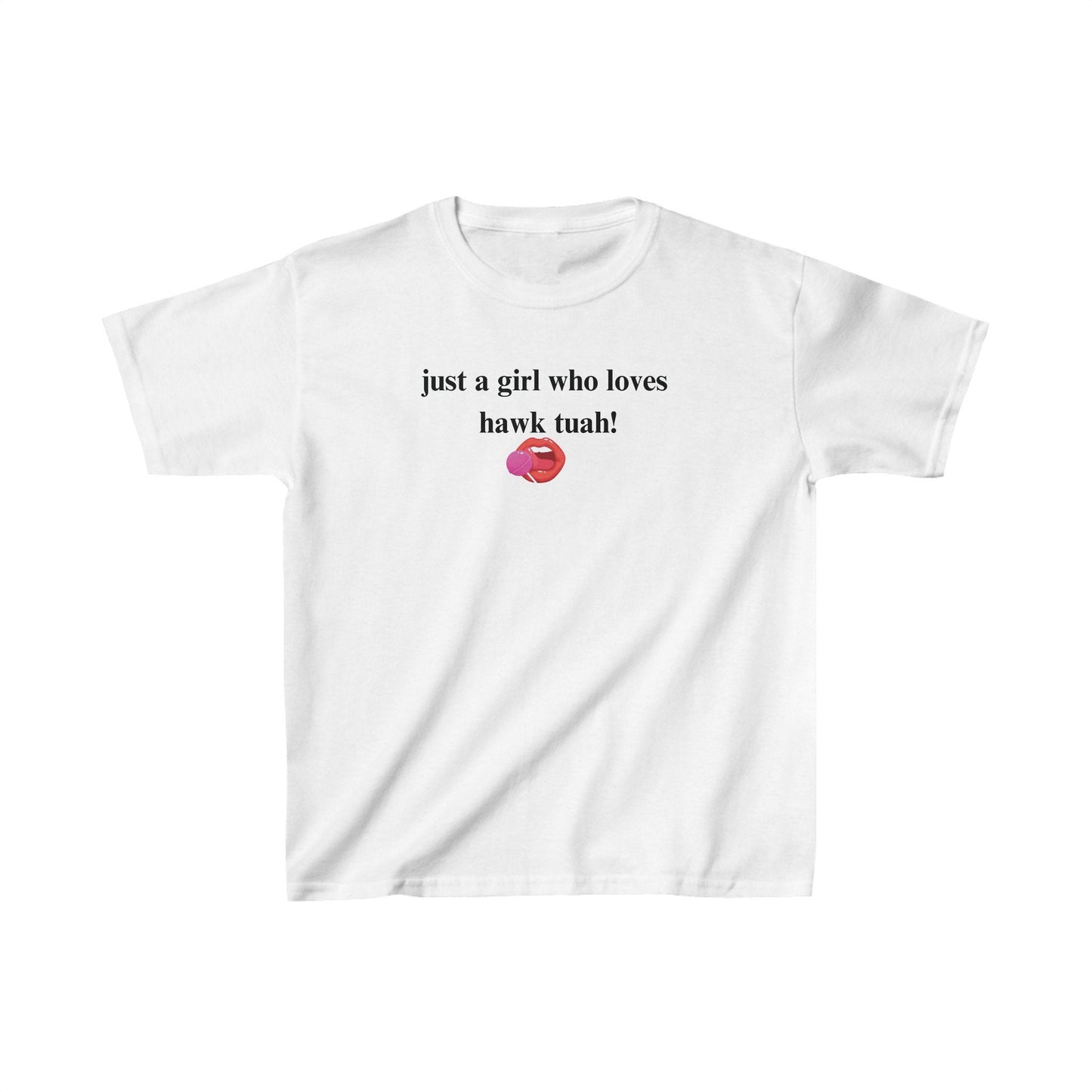 Funny Baby Tee, Just a girl who loves Hawk Tuah shirt, 2024 Meme Tshirt, Spit on that thang shirt, hilarious summer y2k baby tee for women