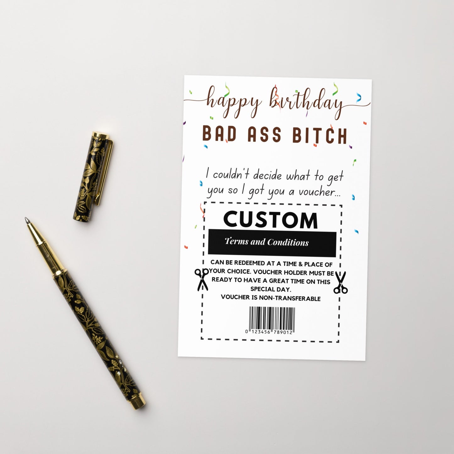 Custom Bad Ass Bitch Birthday Card, Swearing Card, Birthday card for Business Owner, Boss Babe Gift, Personalized Card for Friend Birthday