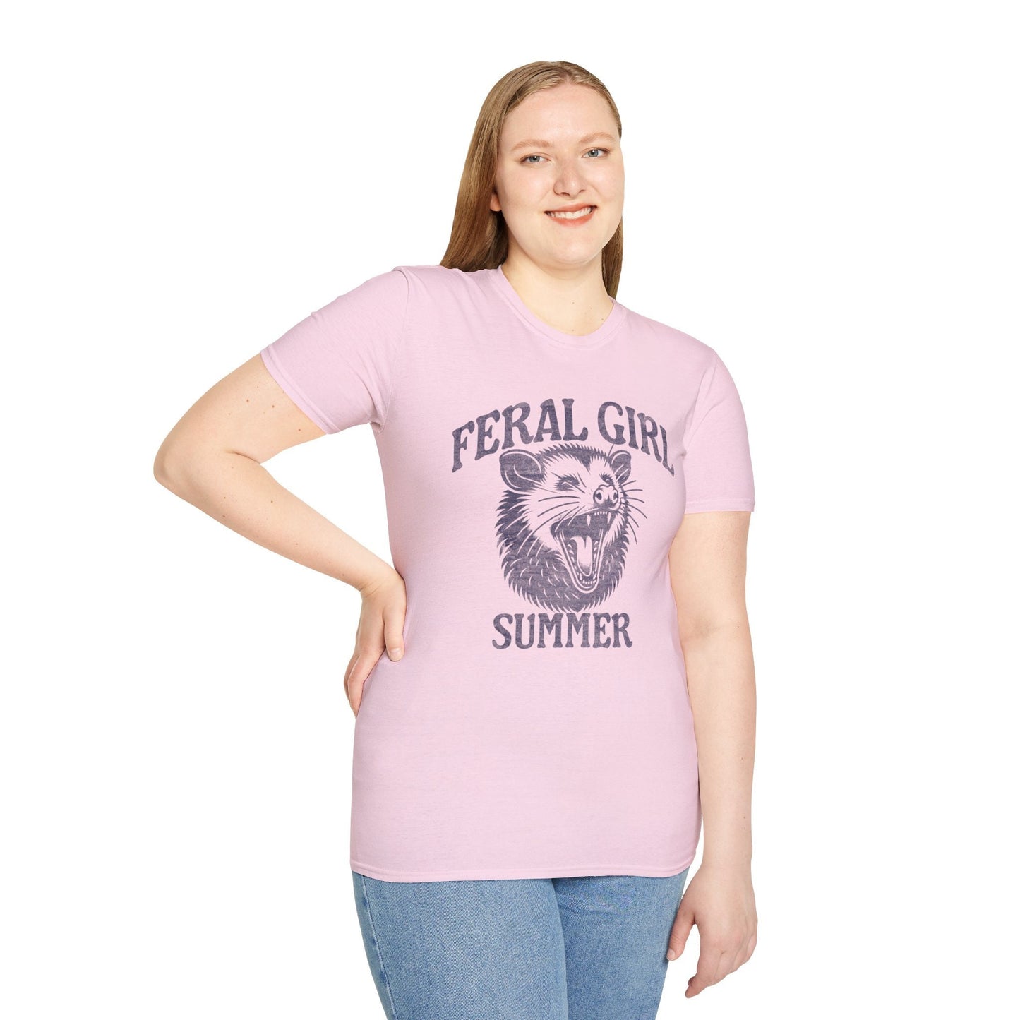 Funny Feral Girl Summer Tee, Opossum Tshirt, Animal Lover Birthday Gift, Beach Shirt, Funny Raccoon Shirt, Goblincore shirt women