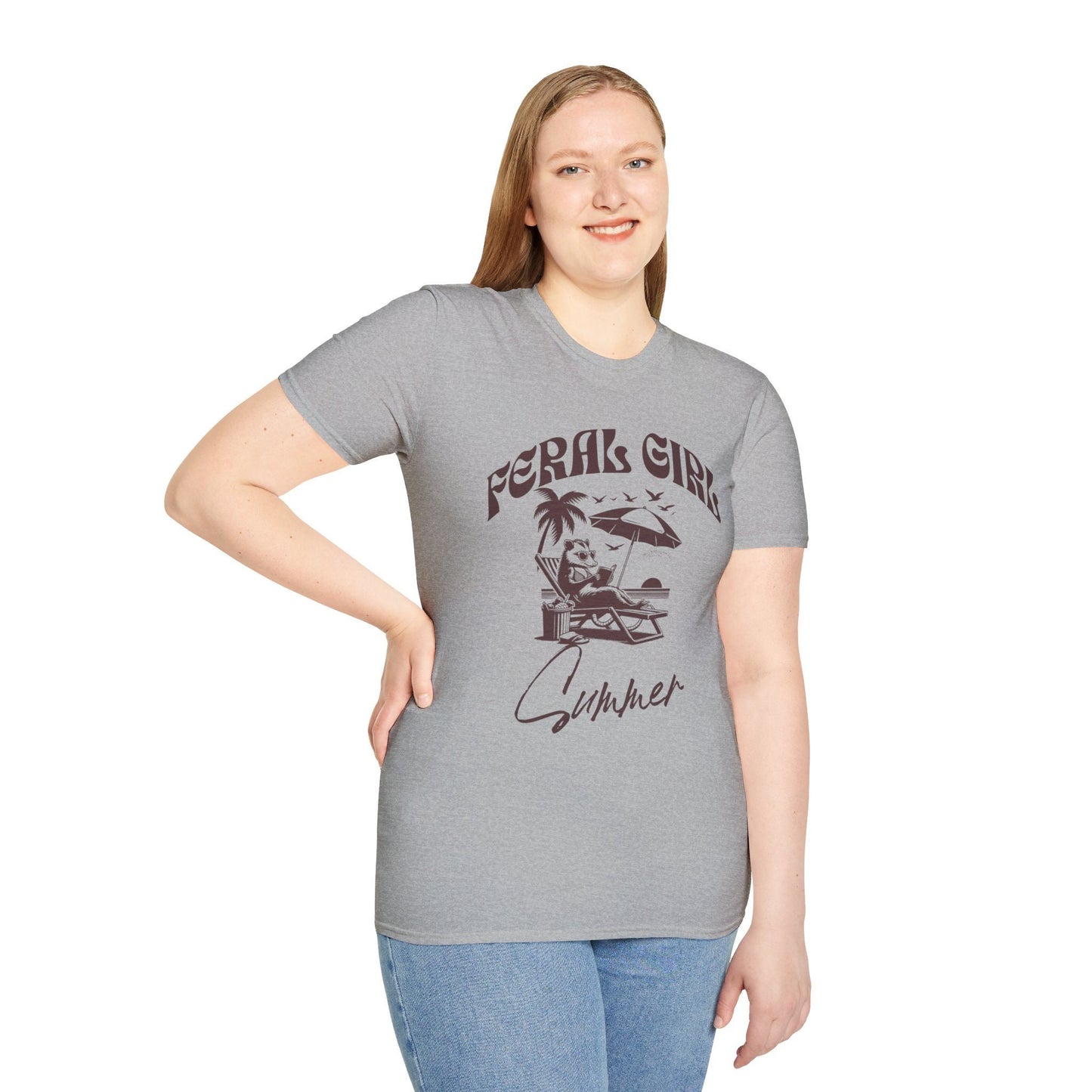Funny Feral Girl Summer Shirt, Book Lover Birthday Gift, Opossum Beach Shirt, Funny Raccoon Shirt, Goblincore shirt, Funny women tshirt