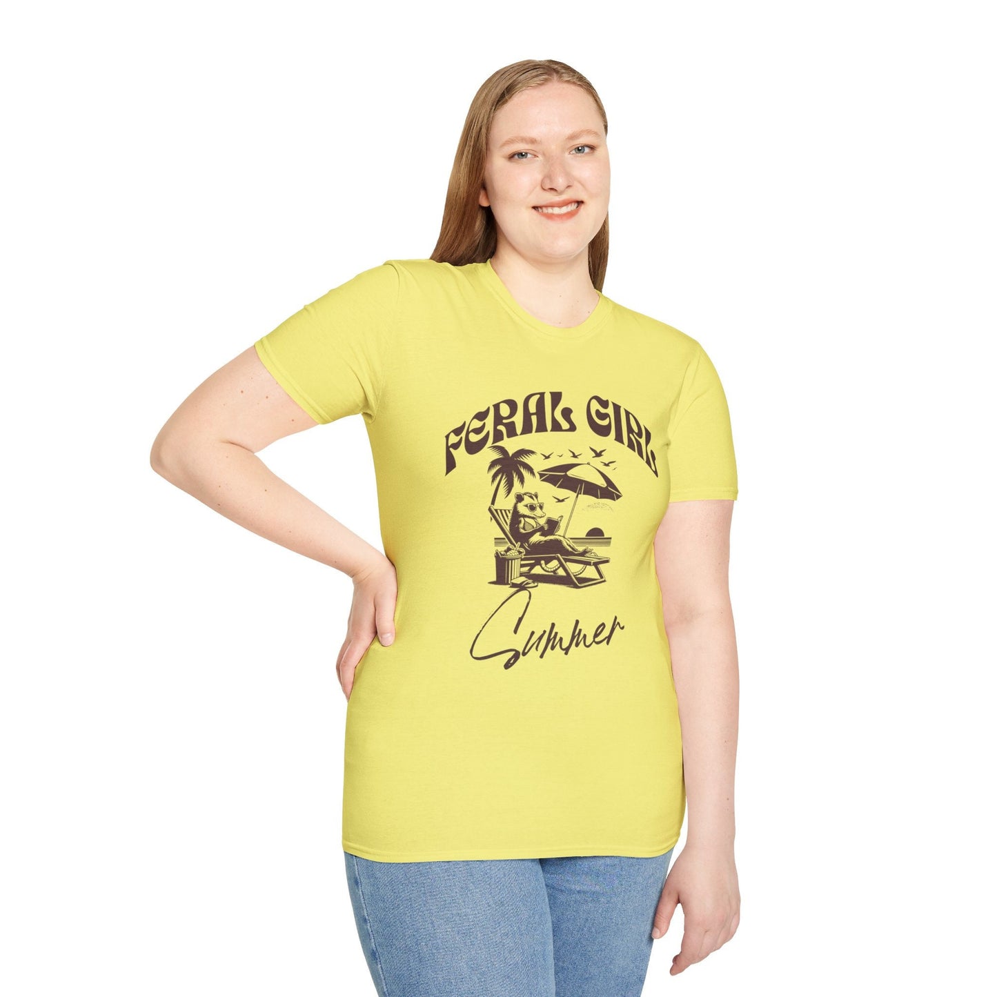 Funny Feral Girl Summer Shirt, Book Lover Birthday Gift, Opossum Beach Shirt, Funny Raccoon Shirt, Goblincore shirt, Funny women tshirt