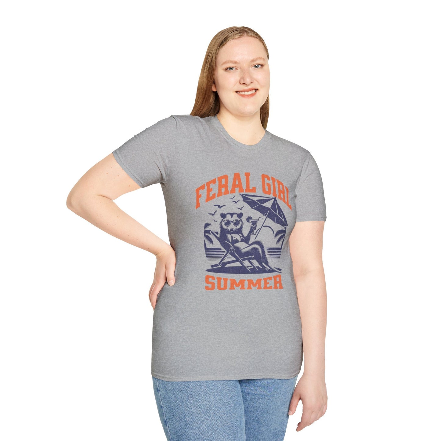 Funny Raccoon Summer T-Shirt, Feral Girl Summer Shirt, Funny Opossum Shirt,Cocktail Lover Beach Vacation Tshirt, Goblincore shirt