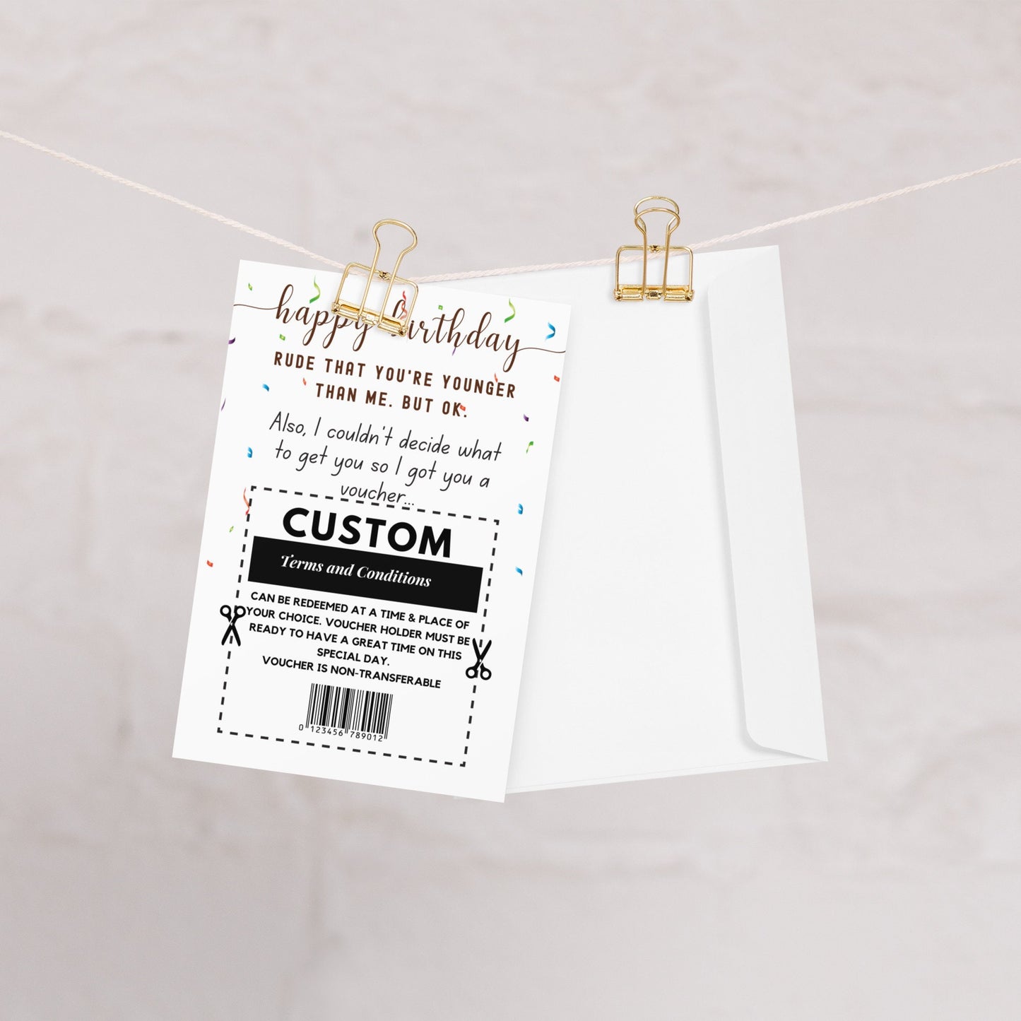 Rude that You're Younger than me Birthday Card, Personalized Funny Sarcastic 20th 30th Birthday Card, Surprise Birthday Gift Voucher Card