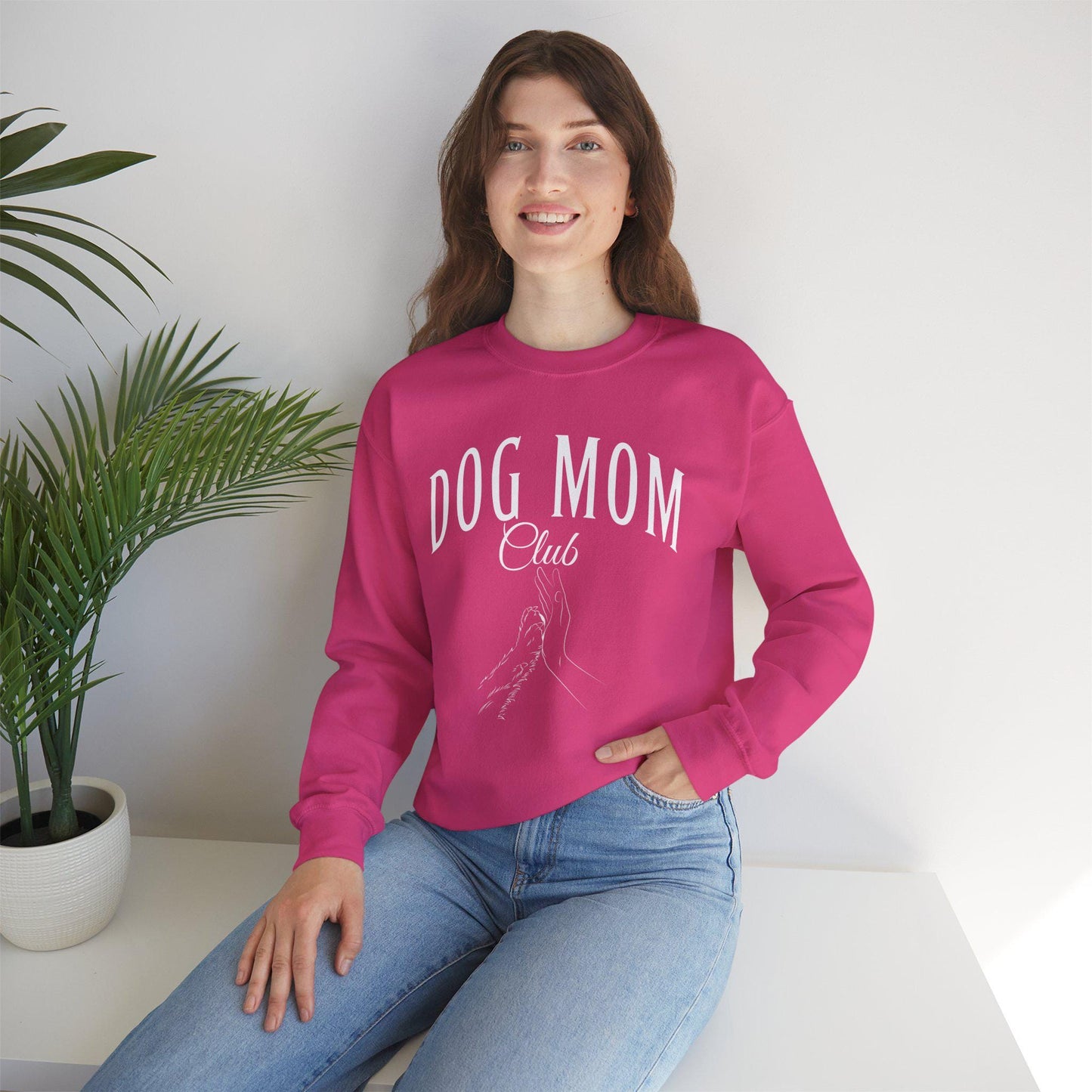 Dog Mom Sweatshirt, Dog Mom Social Club Sweatshirt, Birthday Christmas Gift for Dog Owner, Human Hand Dog Paw Sweatshirt, Animal Sweatshirt