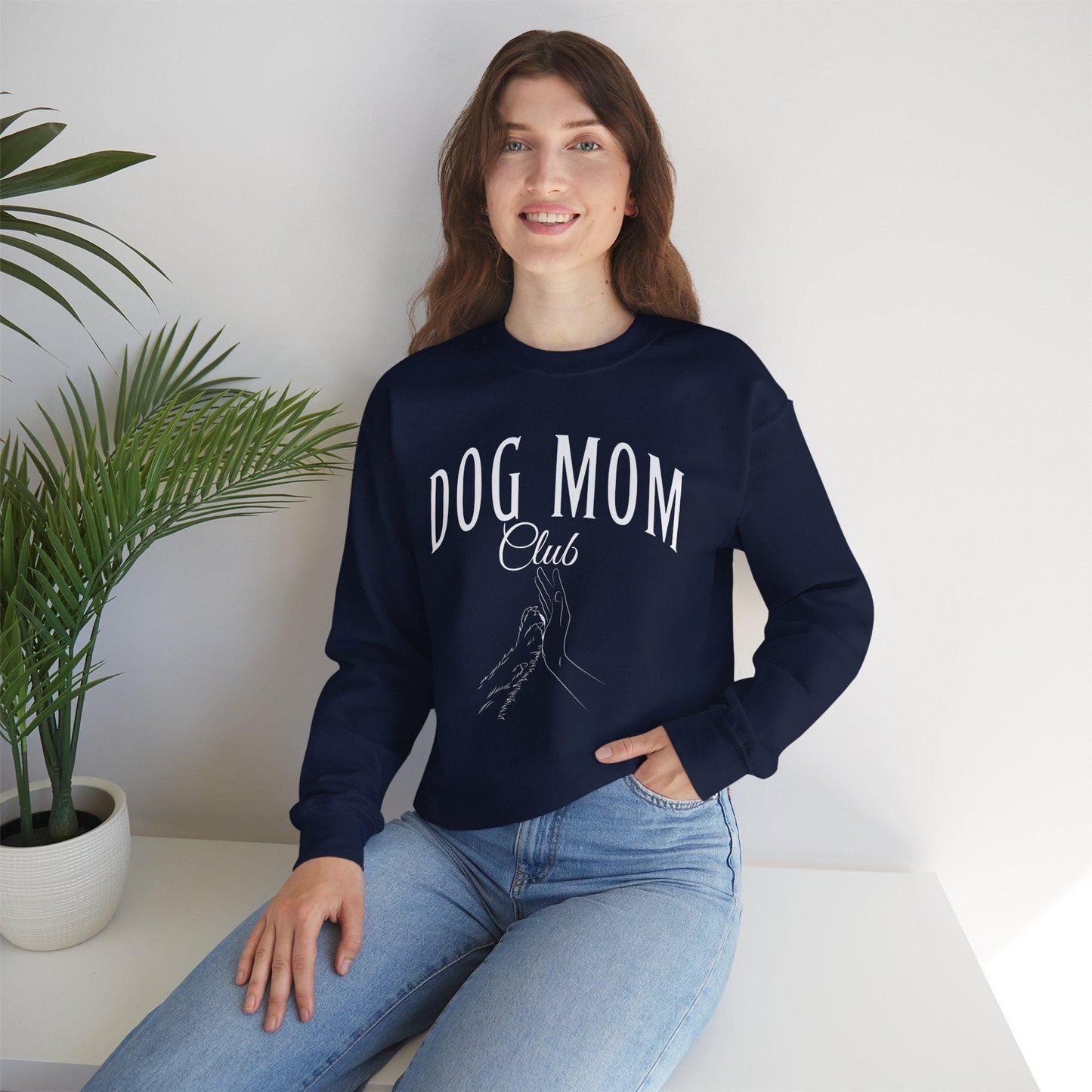Dog Mom Sweatshirt, Dog Mom Social Club Sweatshirt, Birthday Christmas Gift for Dog Owner, Human Hand Dog Paw Sweatshirt, Animal Sweatshirt