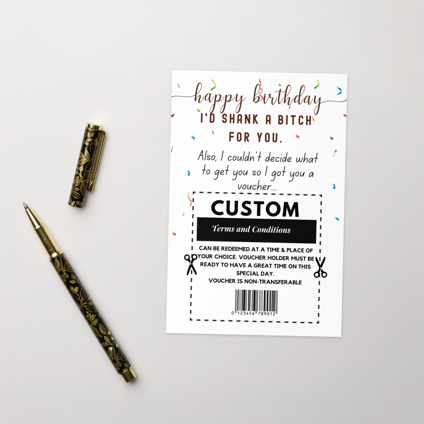 Custom I'd Shank A Bitch For You Birthday Card, Funny Card for Best Friend, Bestie Birthday Gift, Personalized Gift Message Card for Sister
