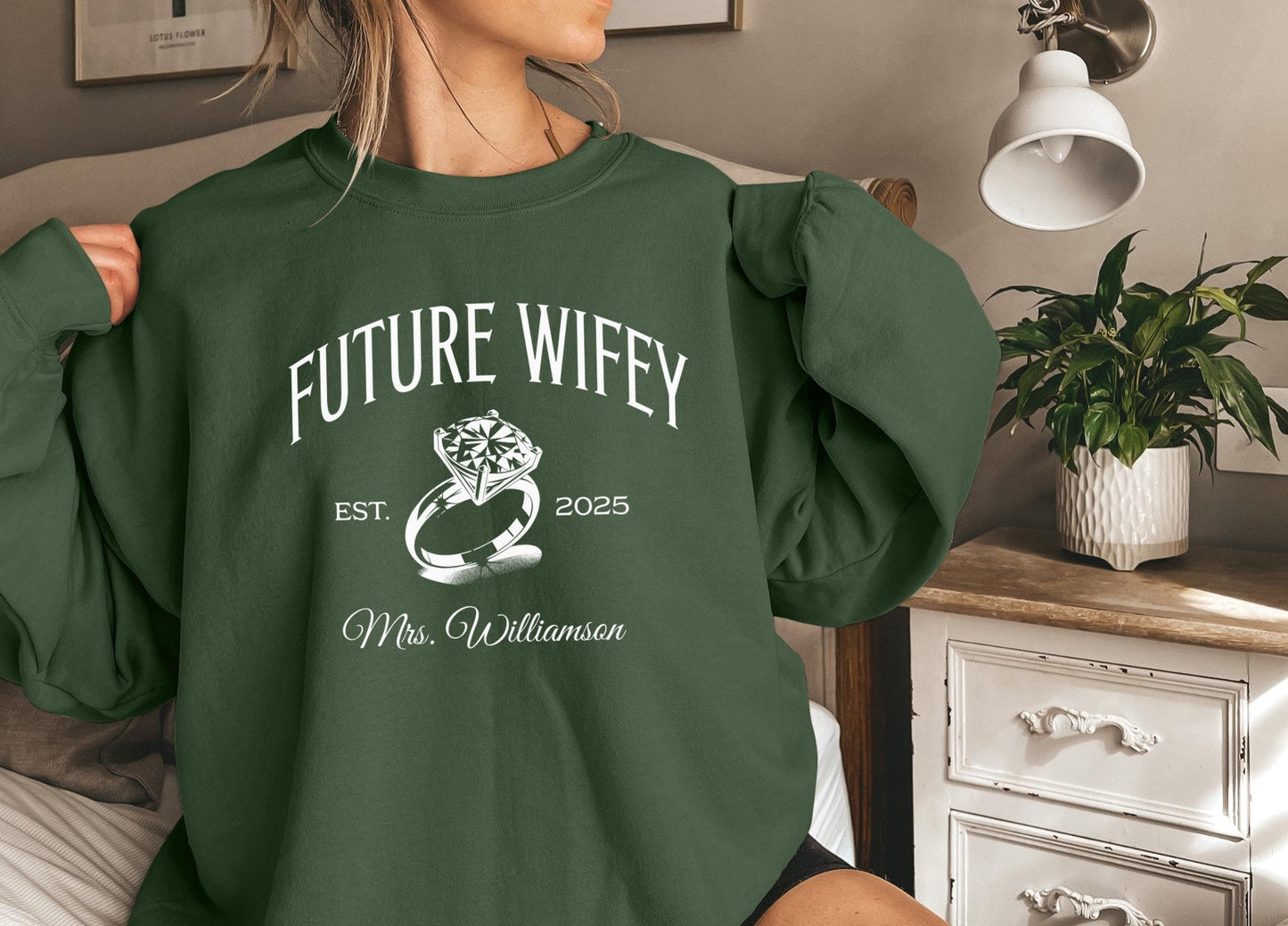 Custom Wifey Sweatshirt, Fall Winter Bridal Party Sweatshirt, Wedding Gift for Bride, Future Mrs Sweatshirt,Personalized Engagement Gift