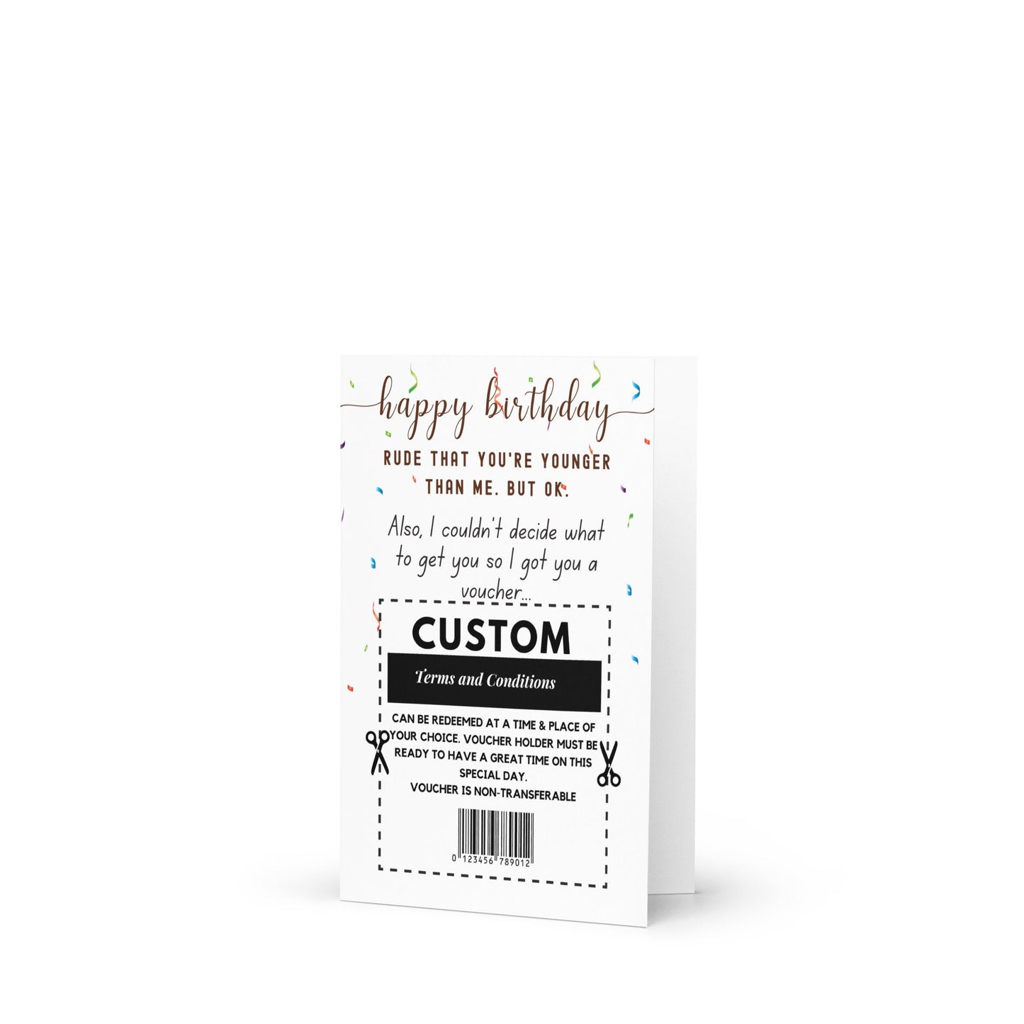 Rude that You're Younger than me Birthday Card, Personalized Funny Sarcastic 20th 30th Birthday Card, Surprise Birthday Gift Voucher Card