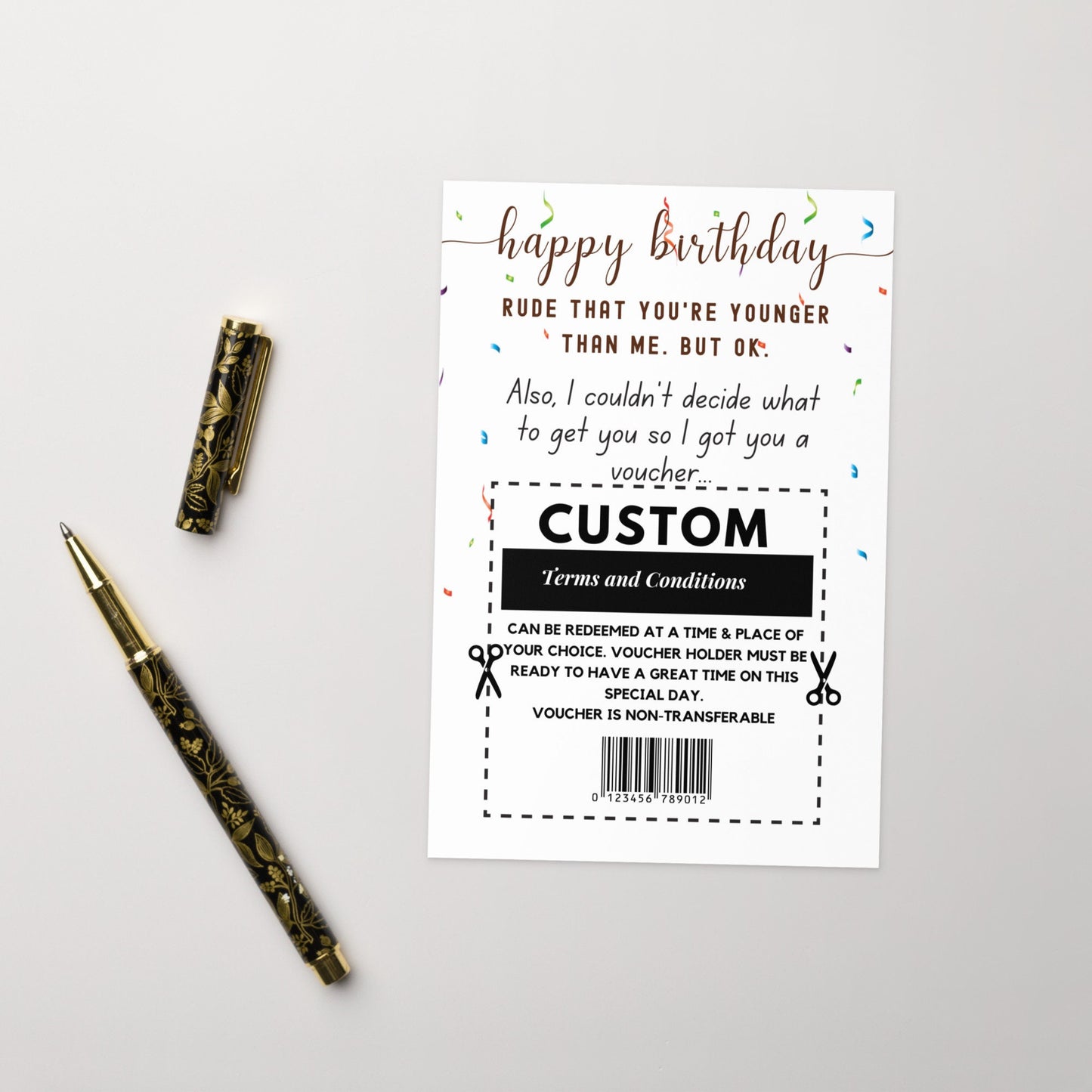 Rude that You're Younger than me Birthday Card, Personalized Funny Sarcastic 20th 30th Birthday Card, Surprise Birthday Gift Voucher Card