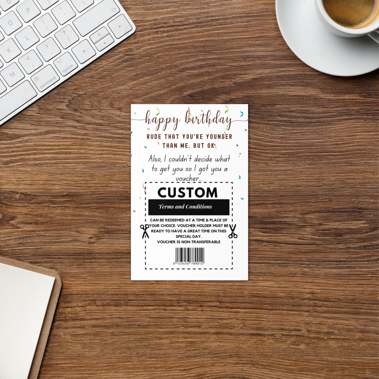 Rude that You're Younger than me Birthday Card, Personalized Funny Sarcastic 20th 30th Birthday Card, Surprise Birthday Gift Voucher Card