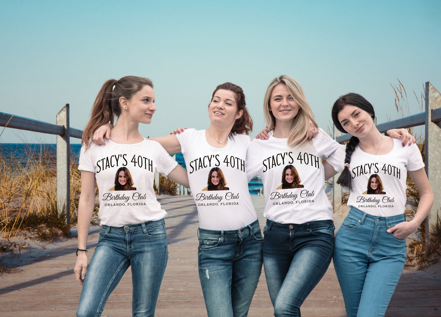 Personalized Name and Photo Birthday Shirt, Matching Birthday Party Shirts,Custom Face Photo Shirt for 30th 40th 50th Birthday Trip Gift