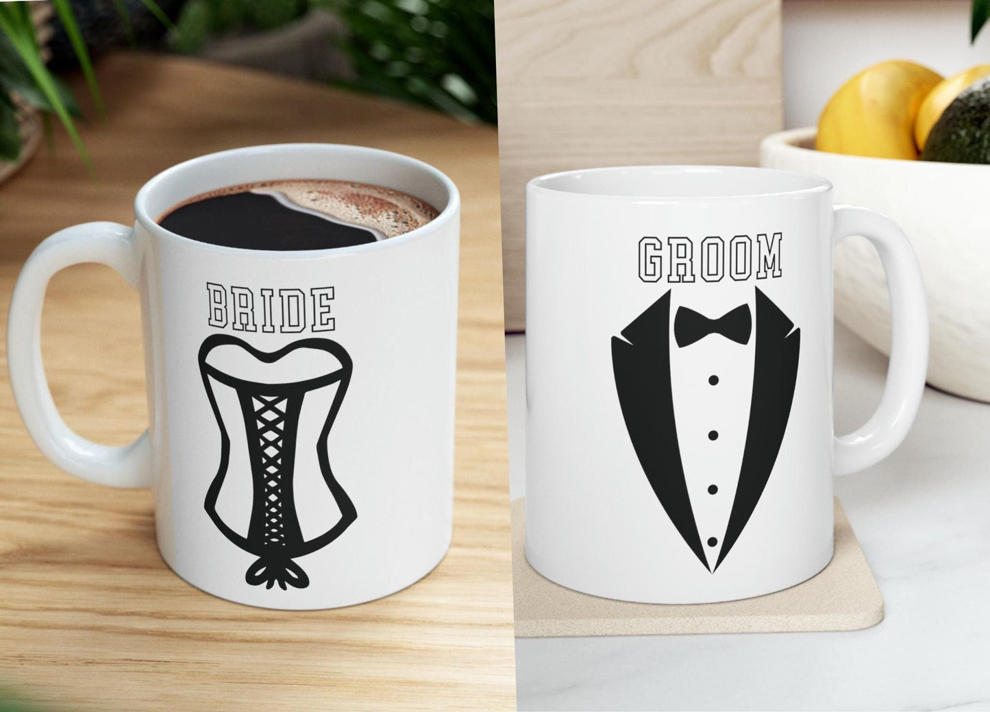 Bride & Groom Coffee Mug Set, Bride Coffee Cup, Groom Coffee Cup, Mrs Mr Matching Coffee Mug, Groom Mug, Wedding Gift Bride, Engagement Gift