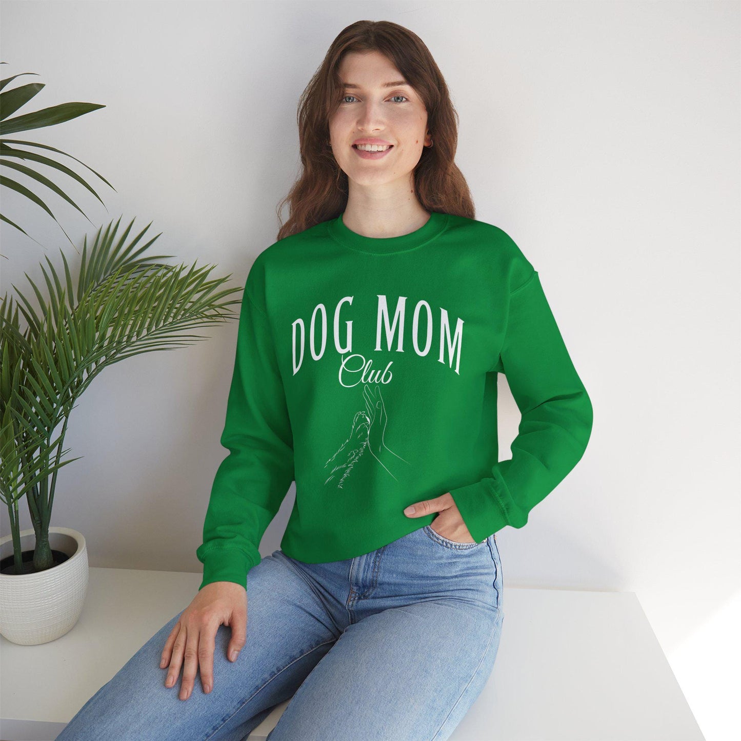 Dog Mom Sweatshirt, Dog Mom Social Club Sweatshirt, Birthday Christmas Gift for Dog Owner, Human Hand Dog Paw Sweatshirt, Animal Sweatshirt