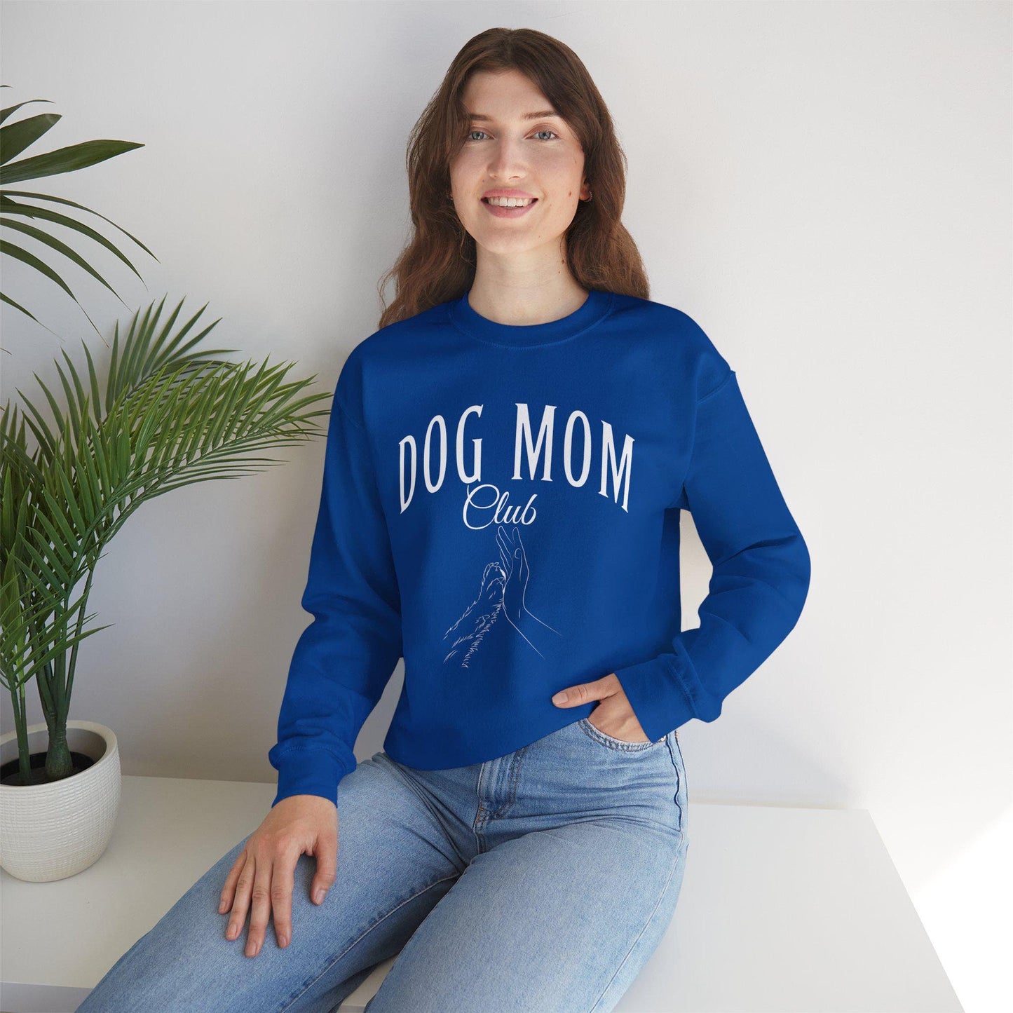 Dog Mom Sweatshirt, Dog Mom Social Club Sweatshirt, Birthday Christmas Gift for Dog Owner, Human Hand Dog Paw Sweatshirt, Animal Sweatshirt