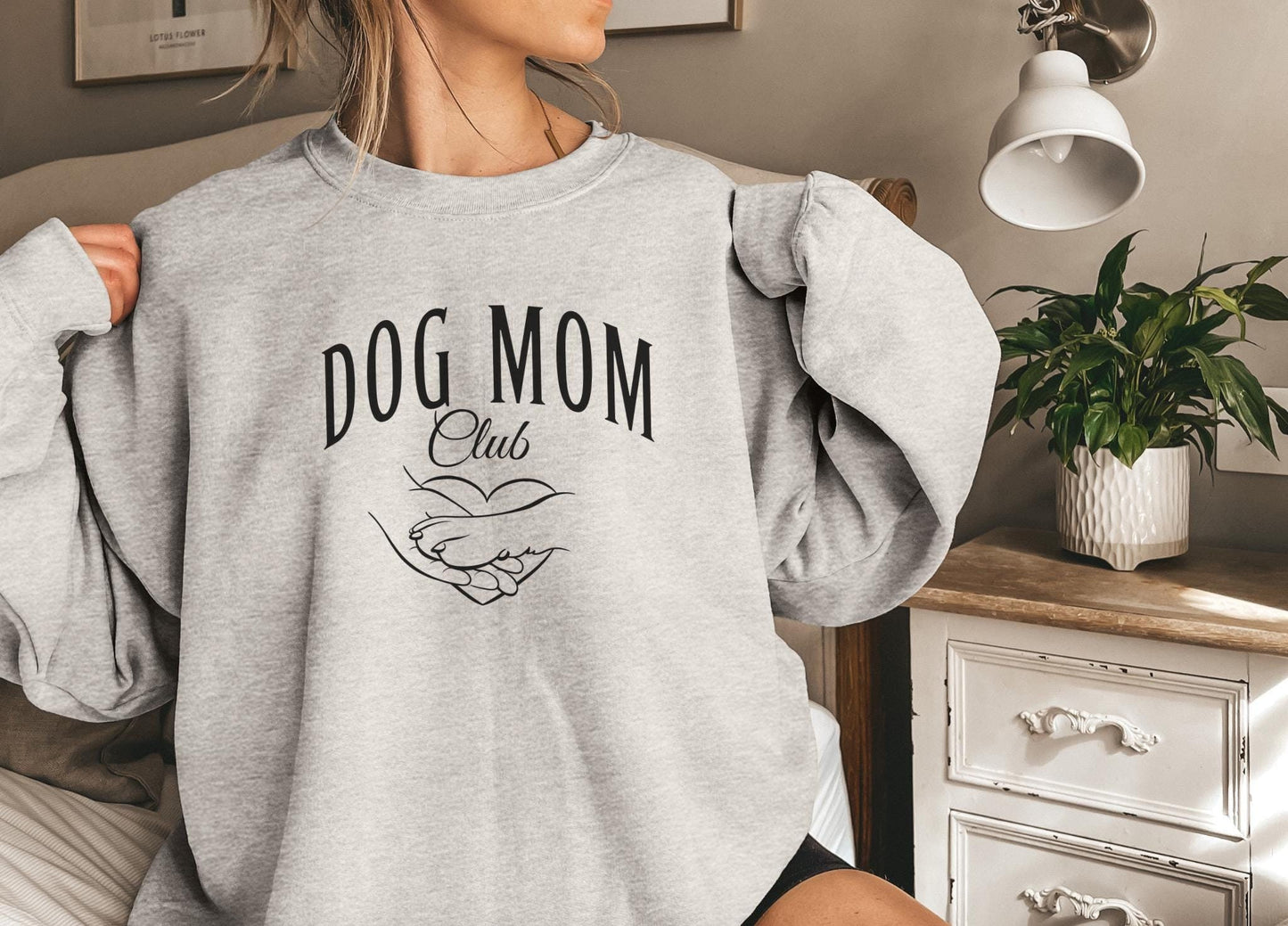 Dog Mom Sweatshirt, Birthday Gift for Dog Owner, Pet Lovers Sweatshirt, Dog Mom Social Club, Dog Paw Sweatshirt, Hand holding Paw Sweatshirt