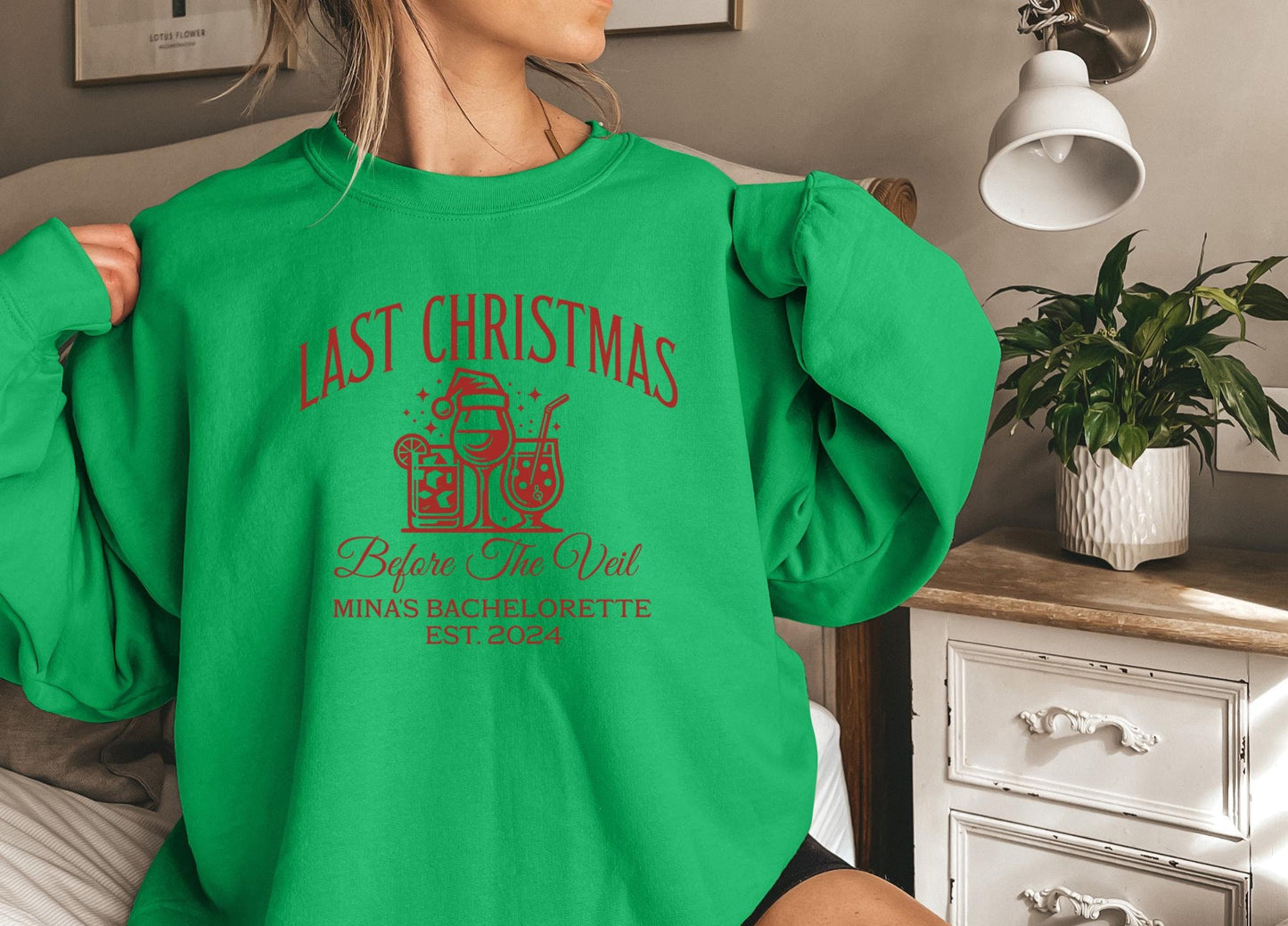 Funny Custom Bachelorette Sweatshirt, Last Christmas Before the Veil Sweatshirts for Bridemaids, Fall Winter Bachelorette Party Shirts