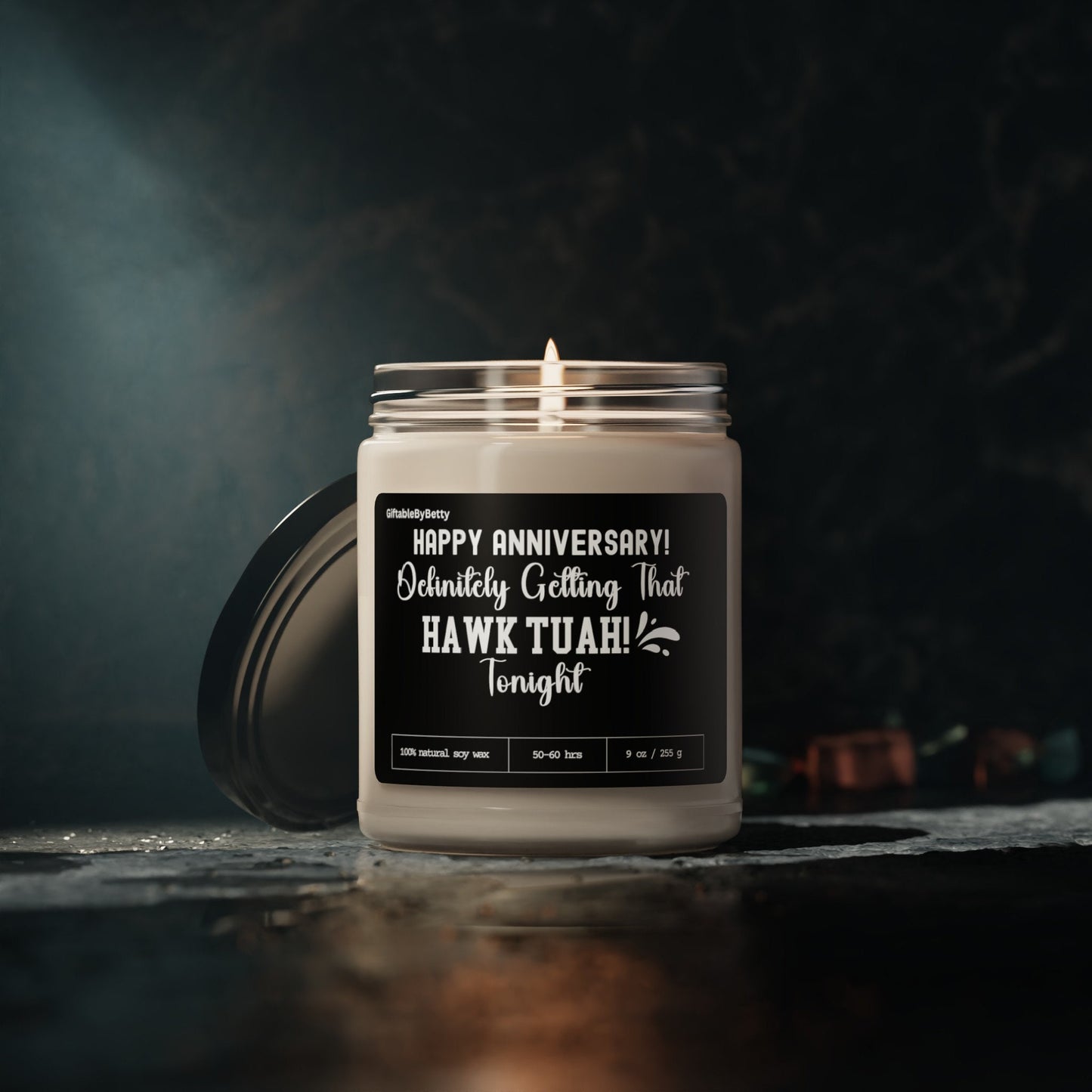 Funny Anniversary Candle, Hawk Tuah Spit on that Thang Candle, wedding anniversary gift, husband boyfriend gift, Dirty gift for men 9oz Soy
