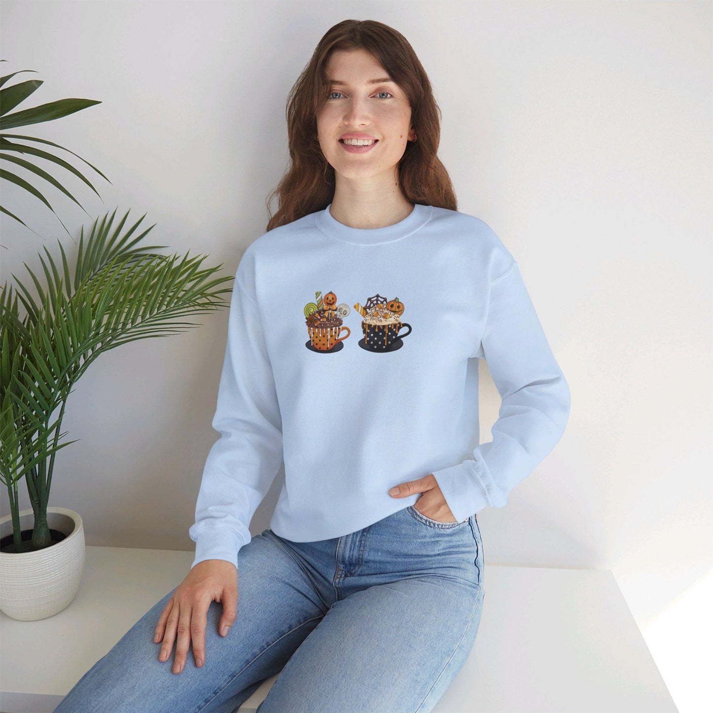 Cute Coffee Sweatshirt Halloween Fall,Funny Halloween shirt women, spooky ghost halloween party gift, trick or treat cute fall tee