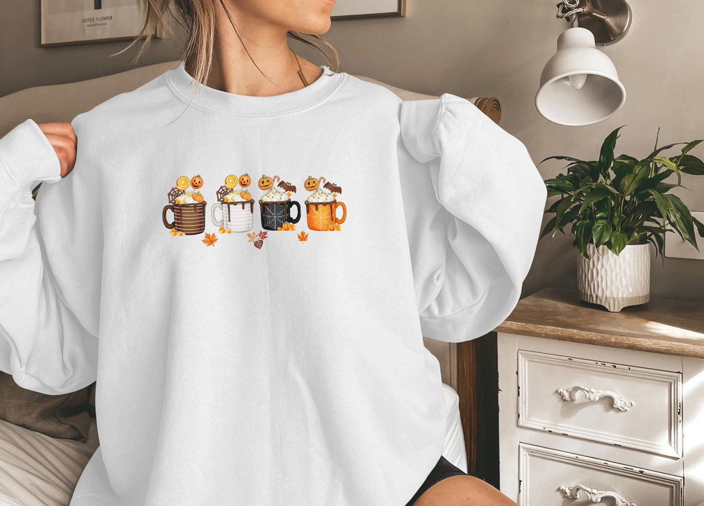 Pumpkin Spice Latte Coffee Sweatshirt,Funny Halloween shirt women, spooky ghost halloween party gift, trick or treat cute fall tee