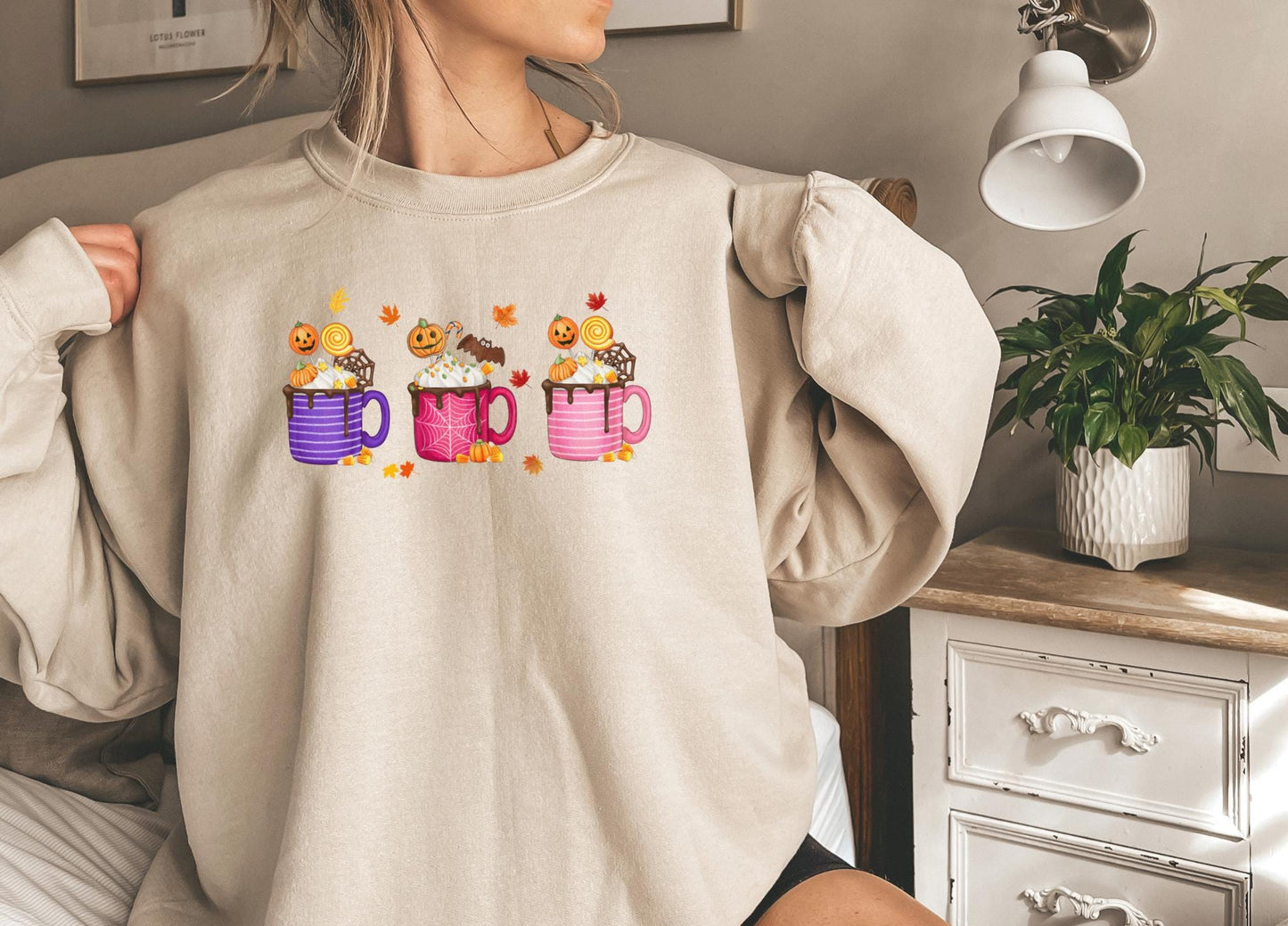 Fall Coffee Pumpkin Latte Sweatshirt,Funny Halloween shirt women, spooky ghost halloween party gift, trick or treat cute fall tee