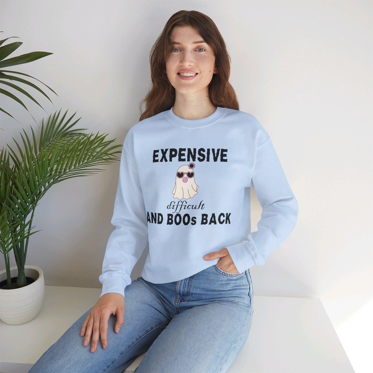 Expensive, Difficult and Talks Back Halloween Sweatshirt, Funny Cute Ghost Sweater, Boojee sweatshirt halloween