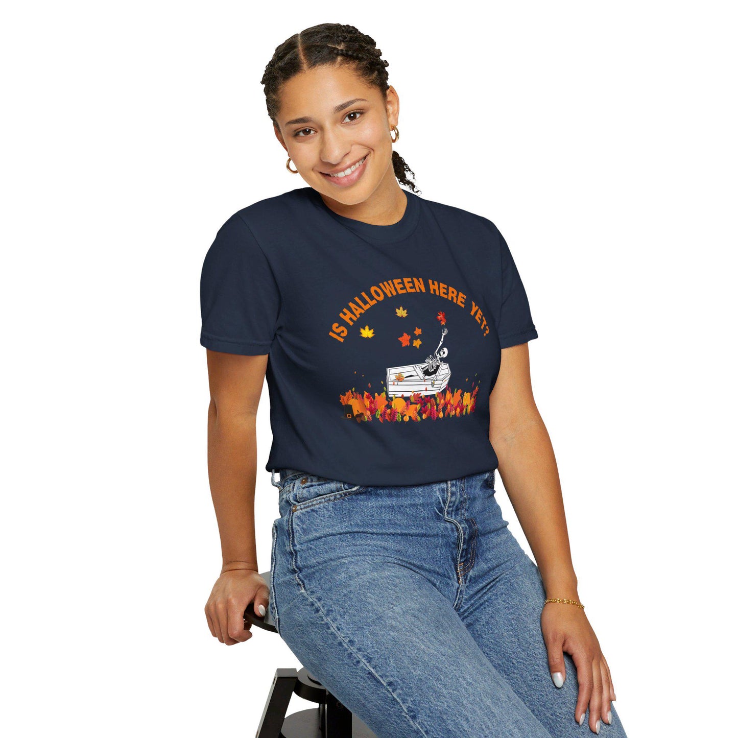 Comfort colors Halloween Shirt, funny waiting for halloween shirt, skeleton shirt gift, Fall Shirt Funny, spooky skeleton halloween tee