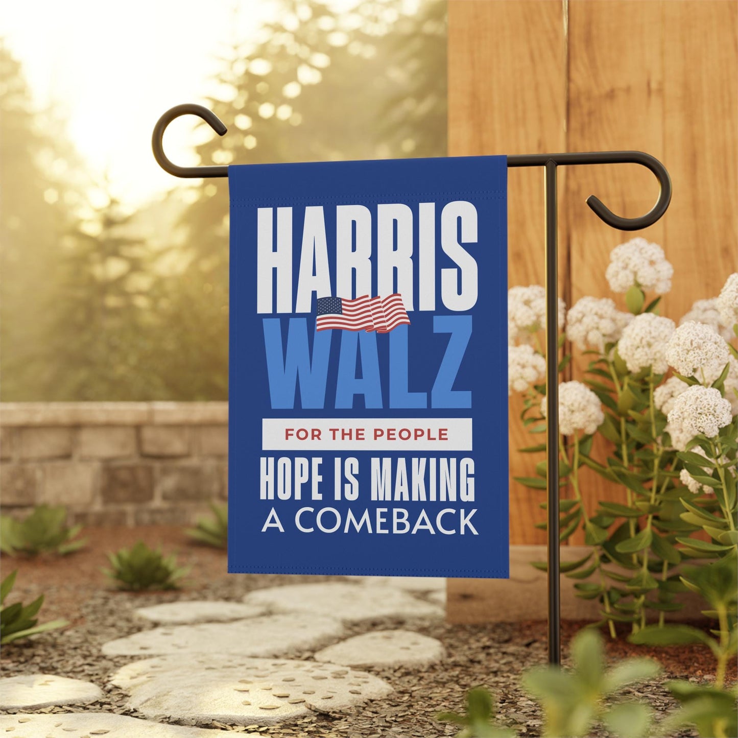Harris Walz garden flag, hope is making a comeback garden and house flag, madam president 2024 flag, Kamala Harris flag banner