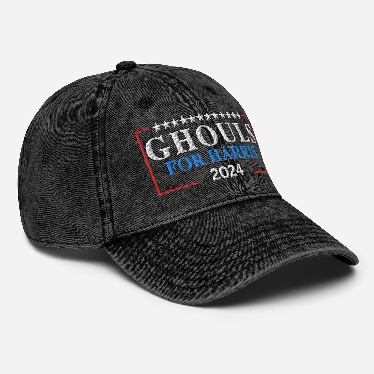 Funny Ghouls for Harris Cap, Halloween Gift for Friend, Embroidered Vintage Cotton Twill Hat, Ghosts for Kamala, Election Hat