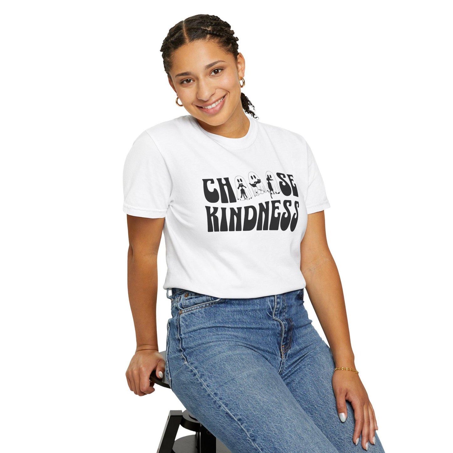Comfort Colors Cute ghosts with black cats shirt, Halloween Choose Kindness Shirt, Be kind Shirt, friendship gift, be kind ghost tee