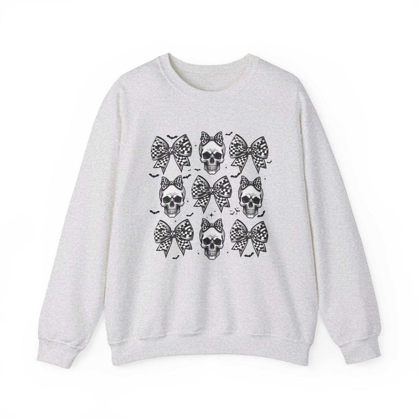 Coquette Halloween Sweatshirt, Skull Bow Funny Halloween gift women, spooky ghost halloween party gift, trick or treat cute fall tee