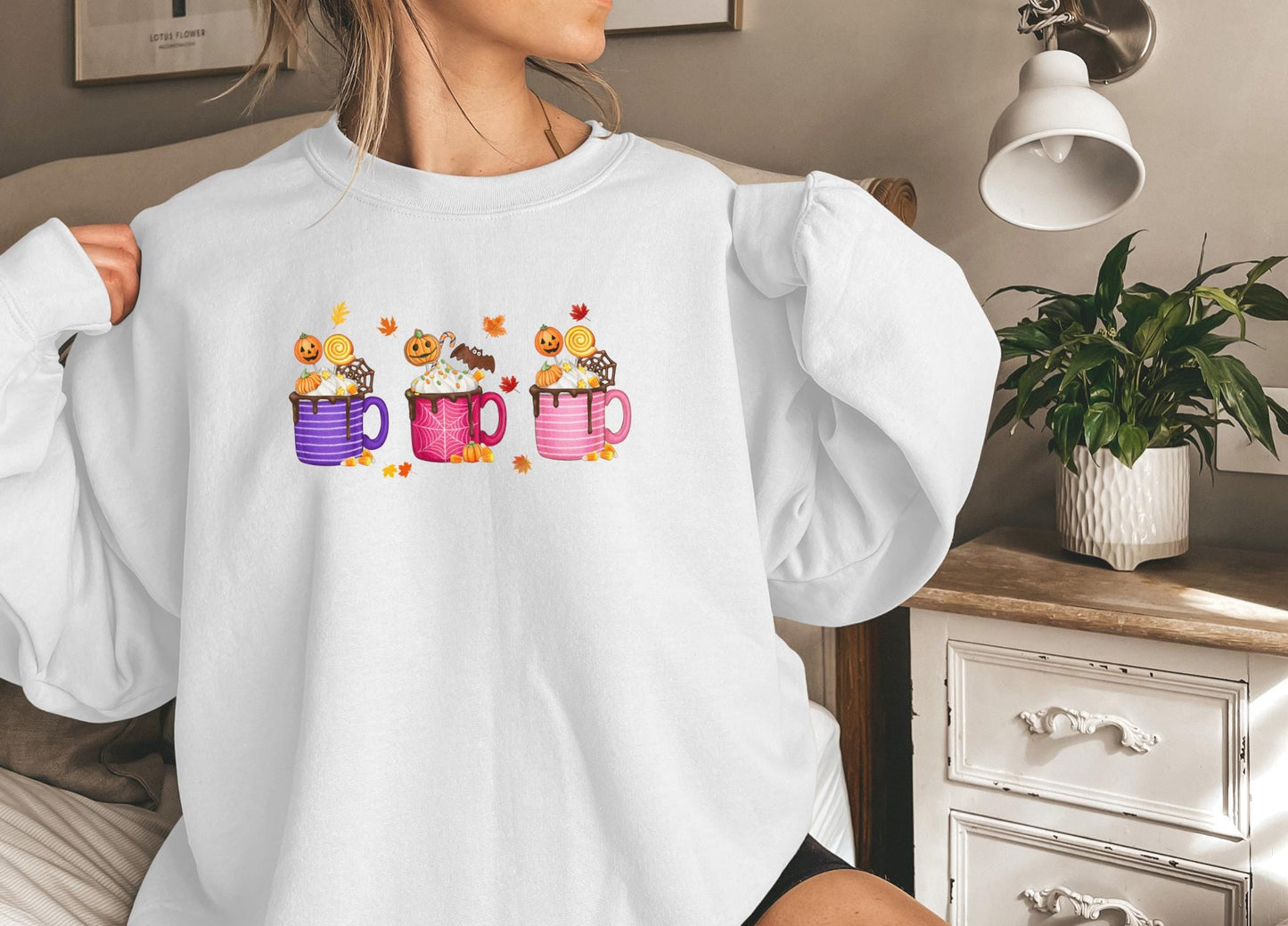 Fall Coffee Pumpkin Latte Sweatshirt,Funny Halloween shirt women, spooky ghost halloween party gift, trick or treat cute fall tee