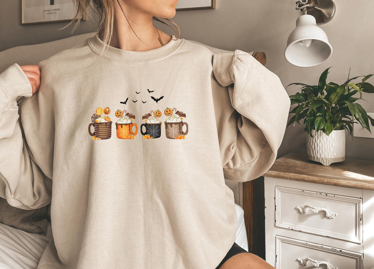 Coffee Latte Sweatshirt Fall,Funny Halloween shirt women, spooky ghost halloween party gift, trick or treat cute fall tee
