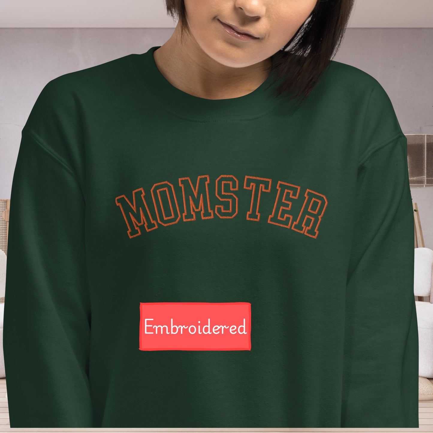 Embroidered Momster sweatshirt, Halloween sweatshirt for mom, fall sweater spooky, embroidered sweater fall season