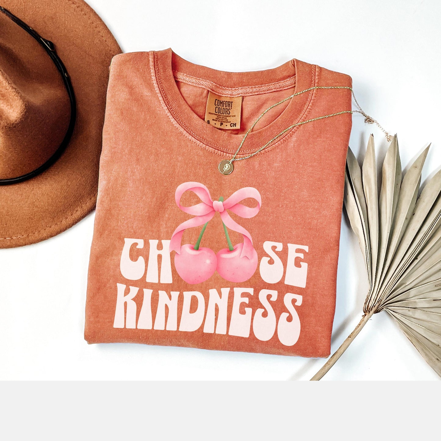 Comfort Colors Cherry Shirt, Coquette Choose Kindness Shirt, Be kind bow cherry Shirt, friendship gift, be kind Shirt, friend gift