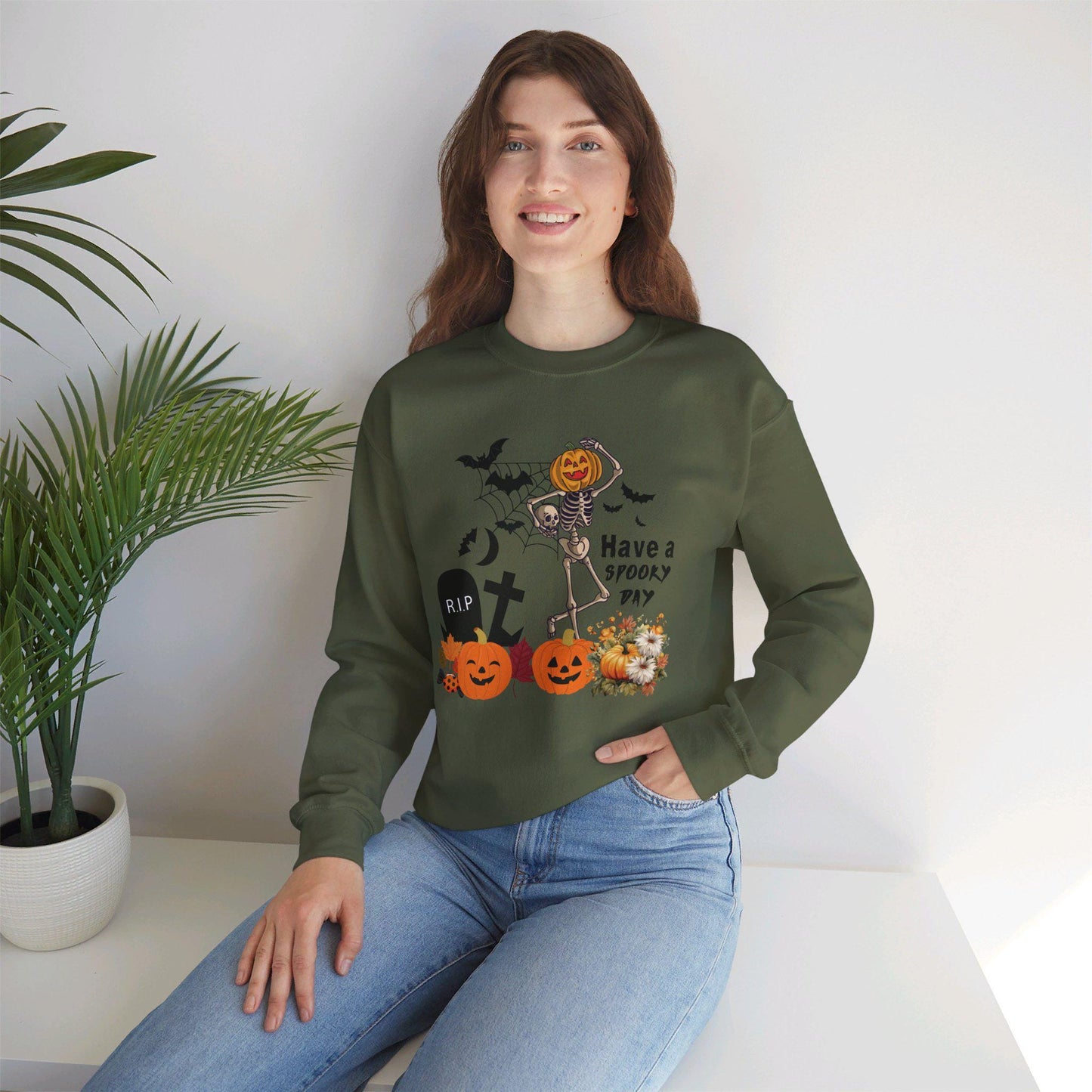 Have a spooky day sweatshirt halloween,Funny Halloween shirt women, spooky ghost halloween party gift, trick or treat cute fall tee