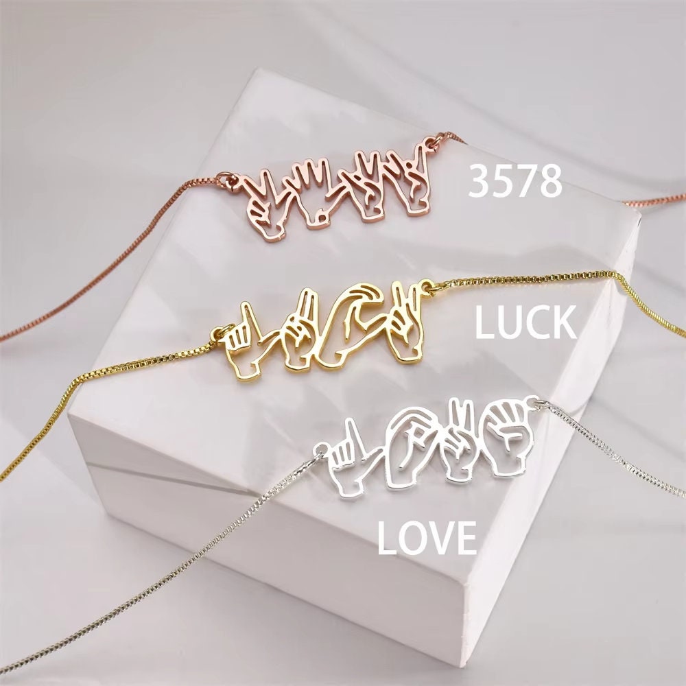 Personalized Sign language necklace, custom name necklace for speech therapist, sign language teacher gift