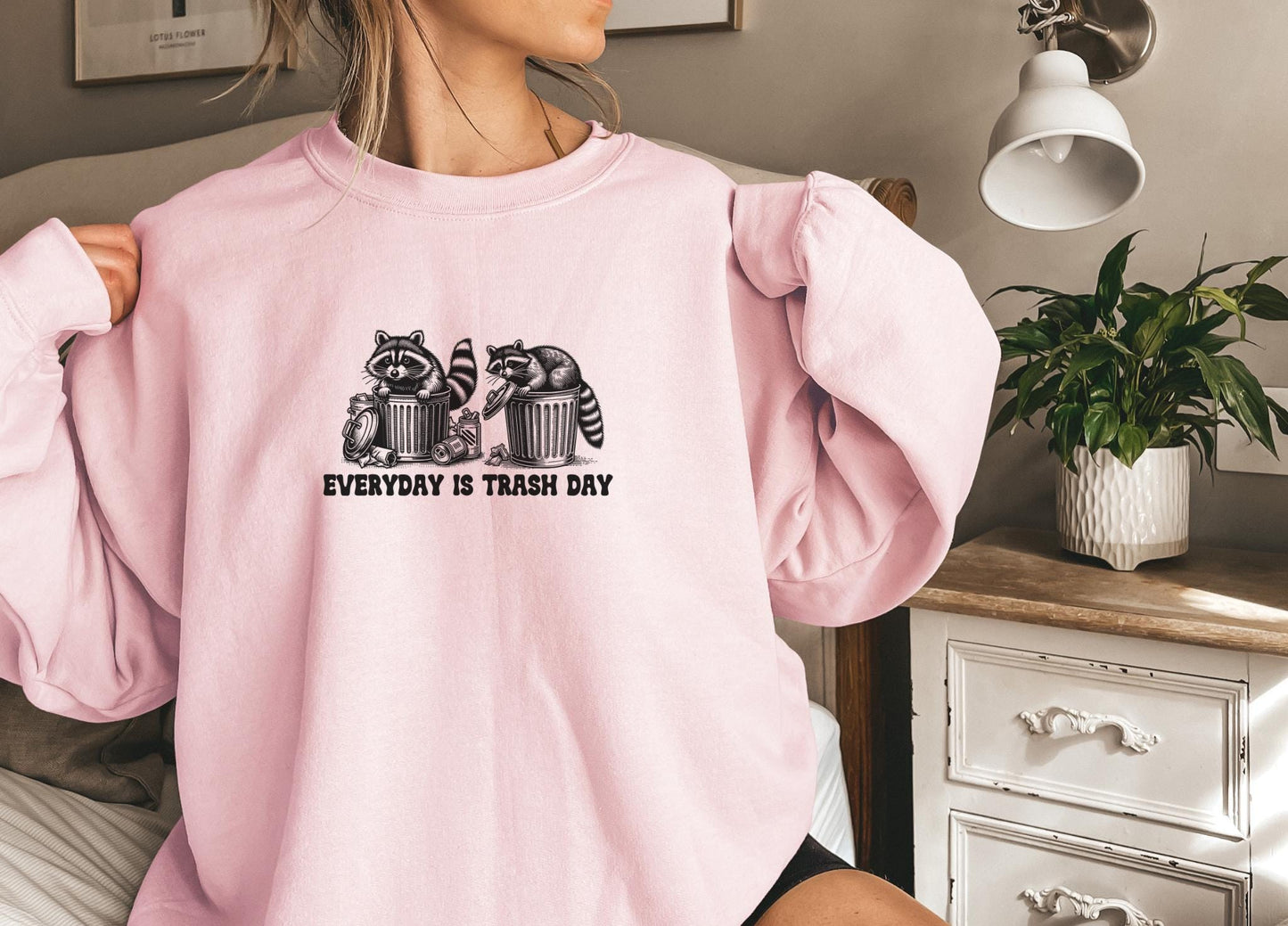 Funny raccoon sweatshirt, Everyday is trash day, Cool Style Raccoon Sweater, Wierdcore Goblincore Aesthetic, Possum sweatshirt