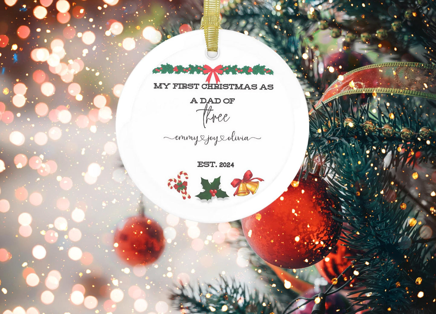 Personalized Glass Ornament, First Christmas as a dad of ornament, christmas gift for dad, acrylic ornament christmas, custom ornament