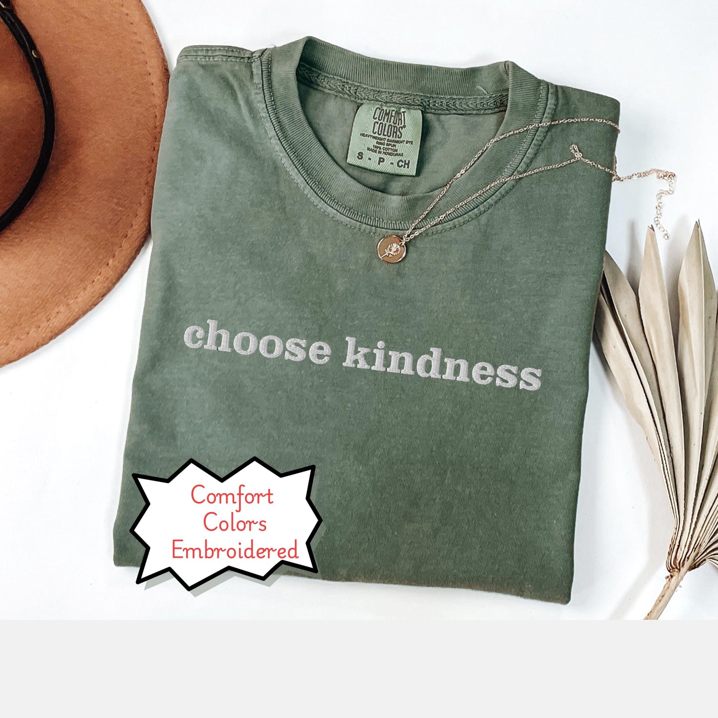 Embroidered Choose Kindness Comfort Colors Shirt, Teacher shirt, Friendship Gift, Back To School Teacher Shirt, Be Kind Shirt