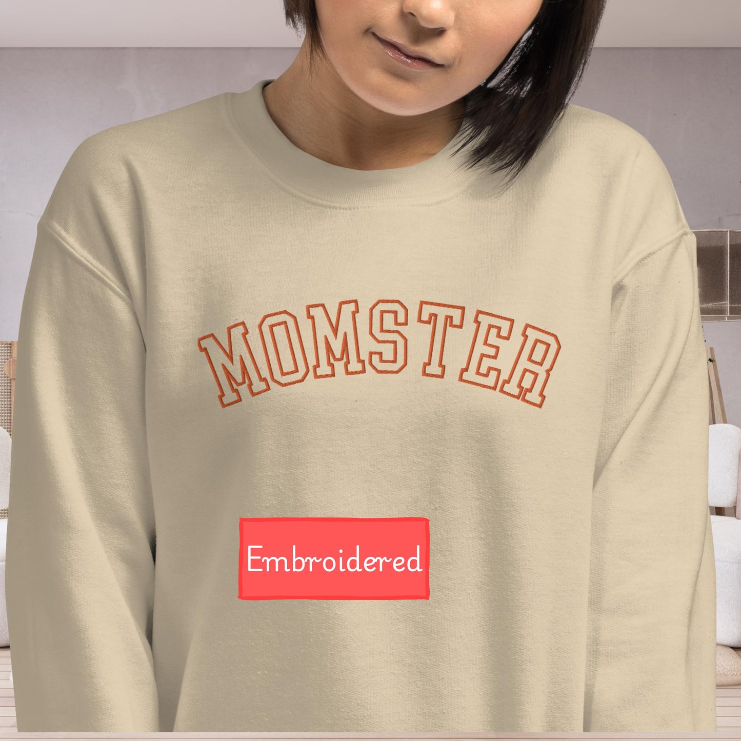 Embroidered Momster sweatshirt, Halloween sweatshirt for mom, fall sweater spooky, embroidered sweater fall season