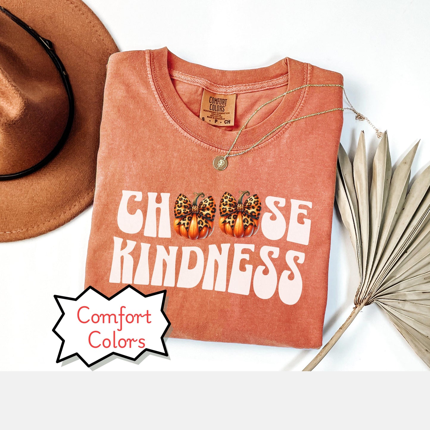 Comfort Colors Choose Kindness Shirt, Coquette Halloween Pumpkin Shirt, Friendship Gift, Be Kind Shirt, Halloween shirt for her
