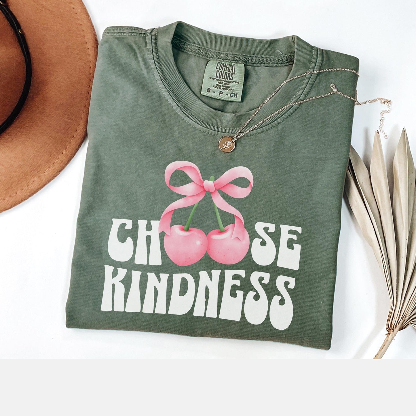 Comfort Colors Cherry Shirt, Coquette Choose Kindness Shirt, Be kind bow cherry Shirt, friendship gift, be kind Shirt, friend gift