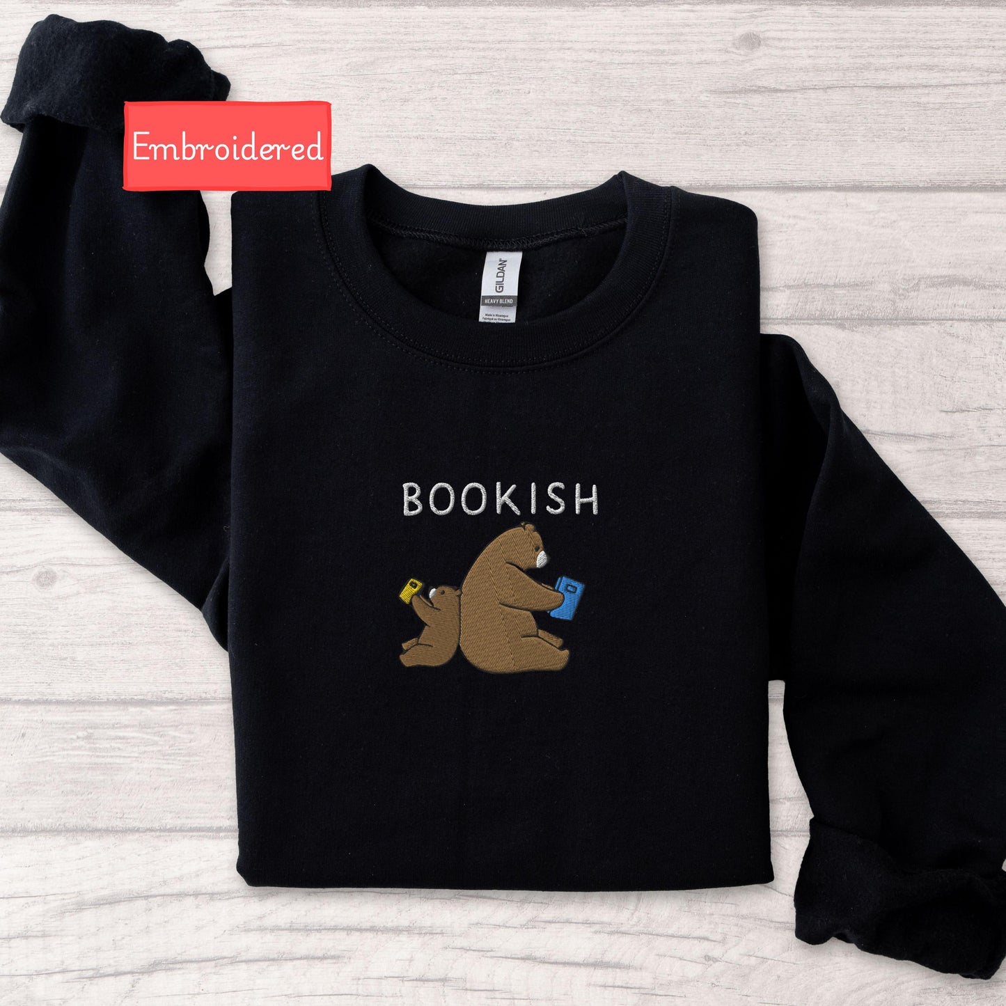 Embroidered funny bookish sweatshirt, reading mama and mini bear sweatshirt, book lover sweater fall, book club sweater