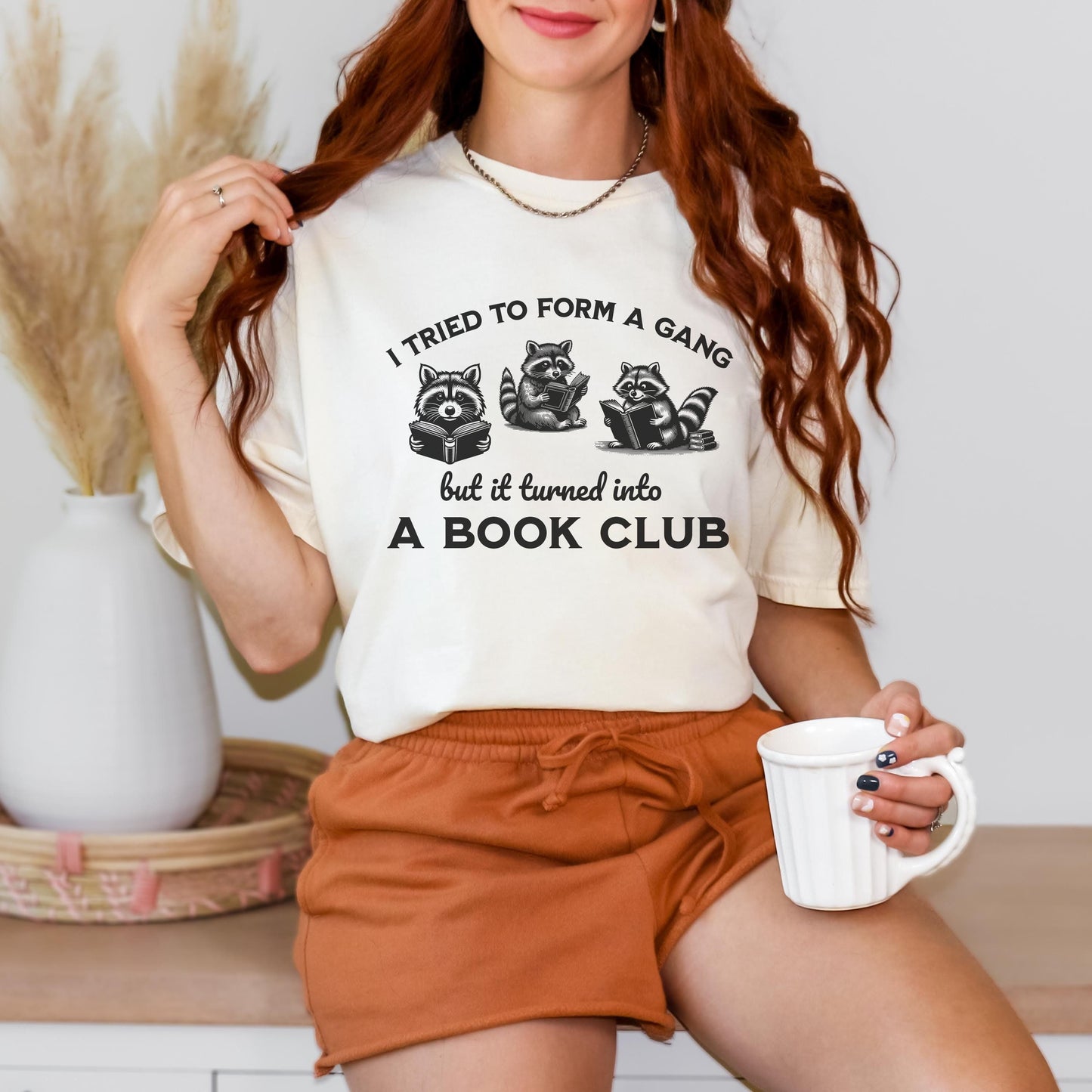 Funny Comfort Colors book club shirt, bookworm bookish shirt, reader book lover gift, funny raccoon book shirt, i tried to form a gang shirt