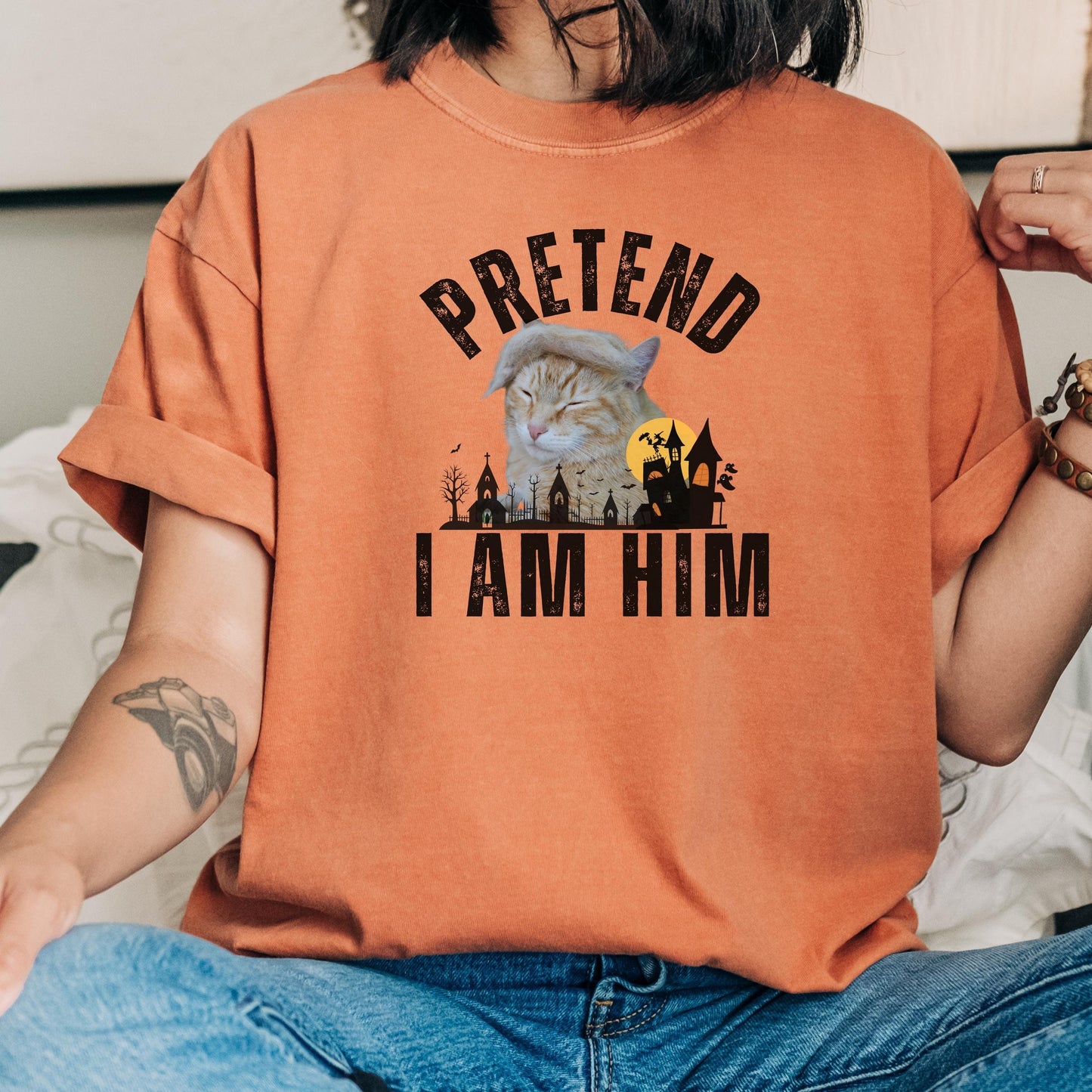 Funny Trump halloween shirt, trumpcat tshirt, pretend i am him funny trump tshirt. funny halloween tshirt gift, republican halloween tshirt